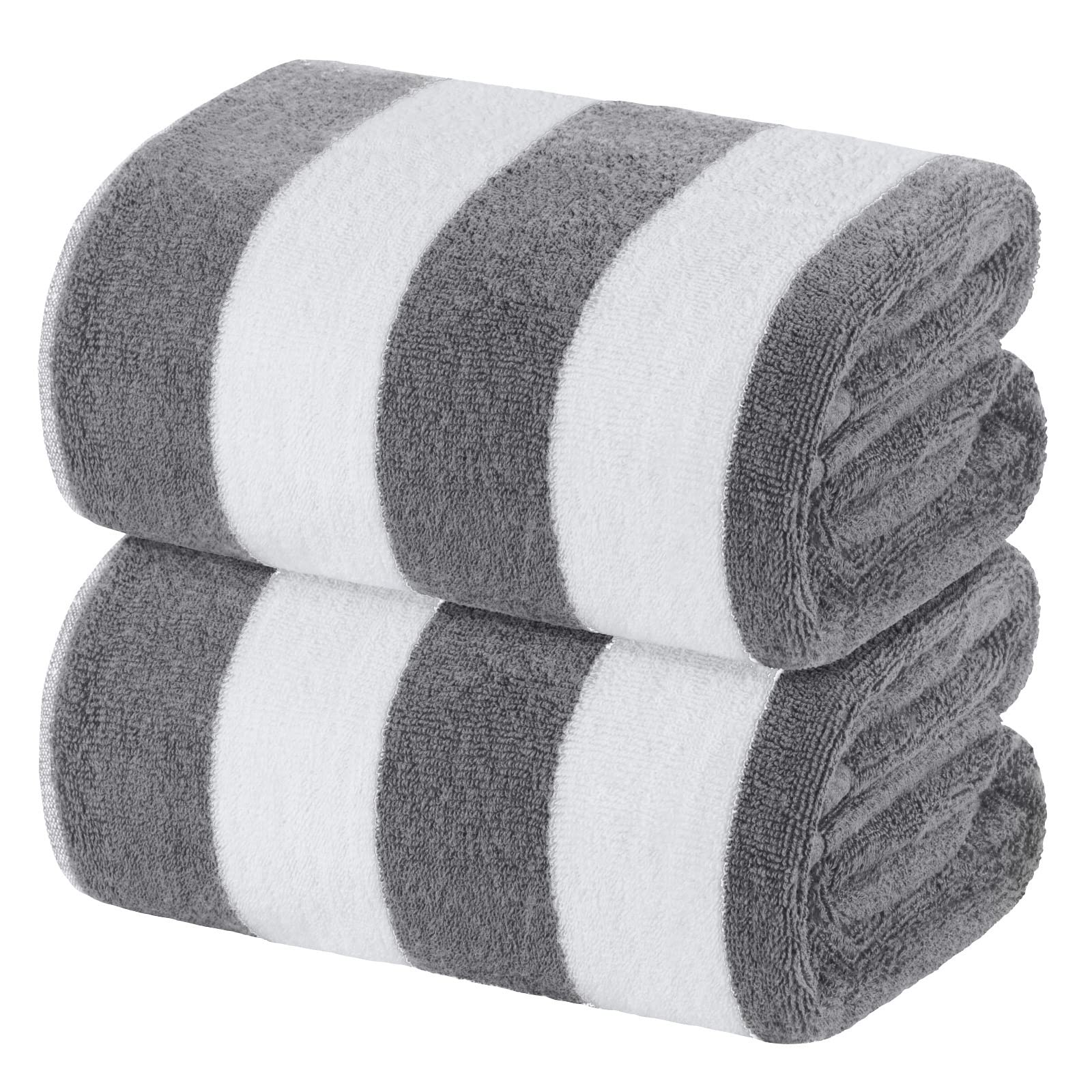 White Classic Beach Towels Oversized Stripe Cotton Bath Towel Large  - Like New