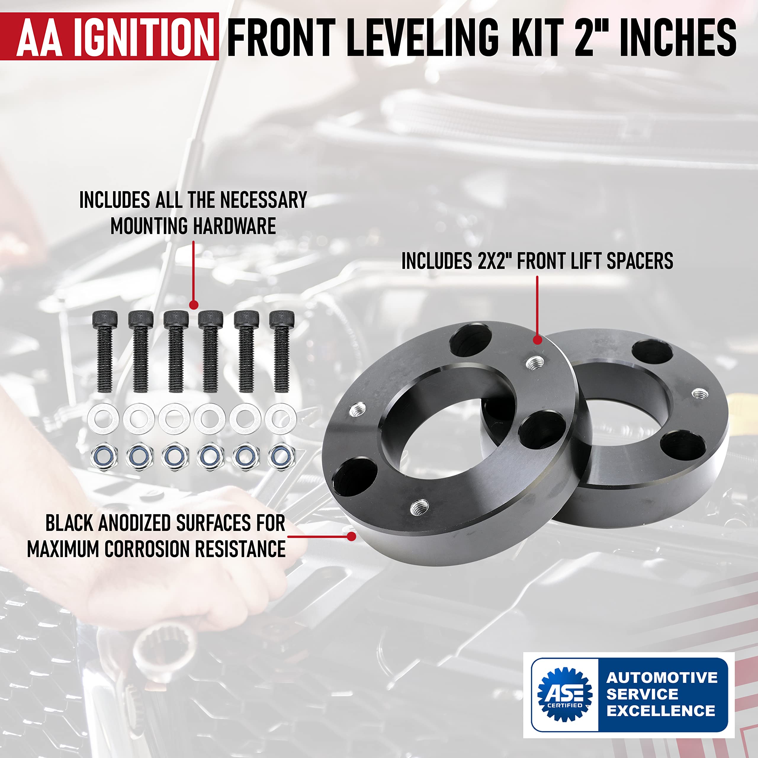 Front Leveling Kit - Compatible with 2004-2018 F-150 Pickup Truck 2WD, 4 Wheel Drive 4WD, 4x4 - Front Strut Spacers Lift - - Forged Aircraft Aluminum Billet Construction  - Like New