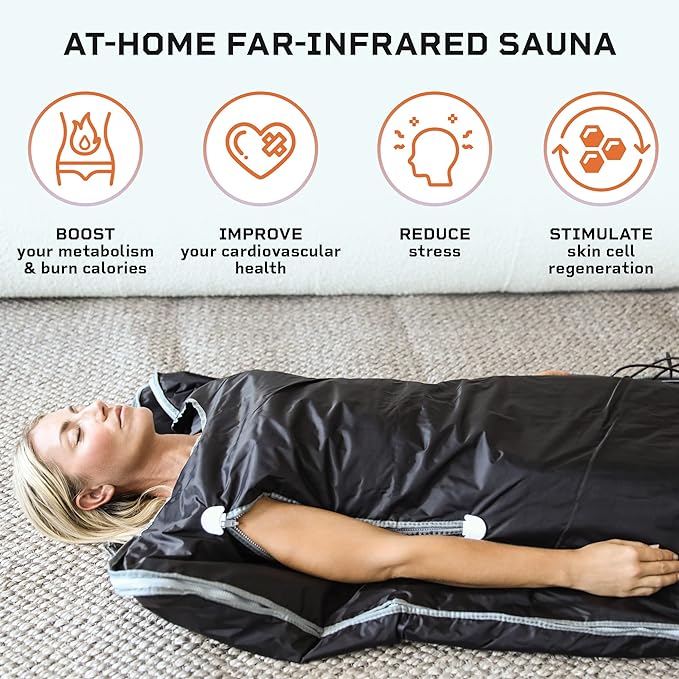 LifePro Sauna Blanket for Detoxification - Portable Far Infrared Sauna for Home Detox Calm Your Body and Mind Regular Black