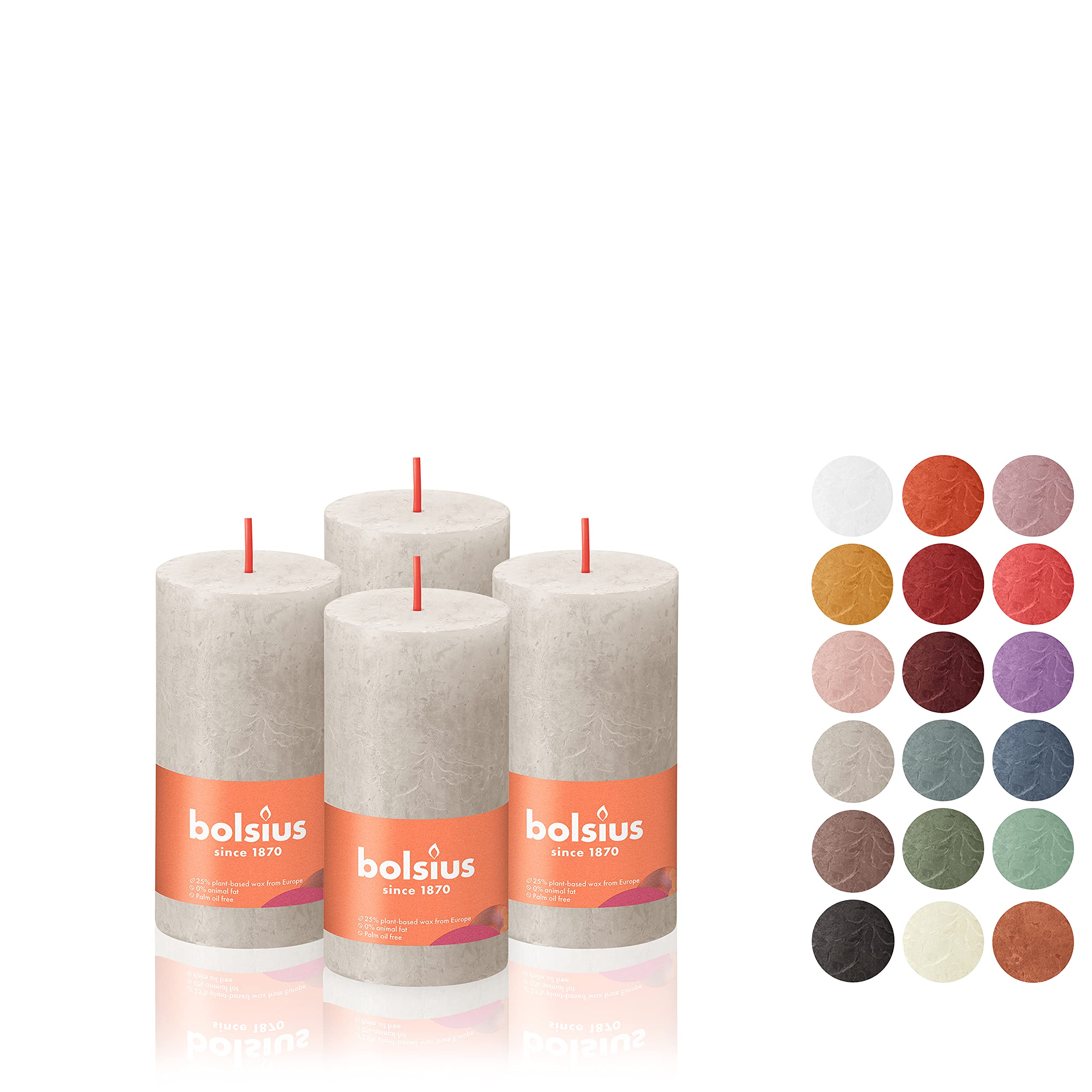 BOLSIUS 4 Pack Gray Rustic Pillar Candles - 2 X 4 Inches - Premium European Quality - Includes Natural Plant-Based Wax - Unscented Dripless Smokeless 30 Hour Party D�cor and Wedding Candles  - Like New