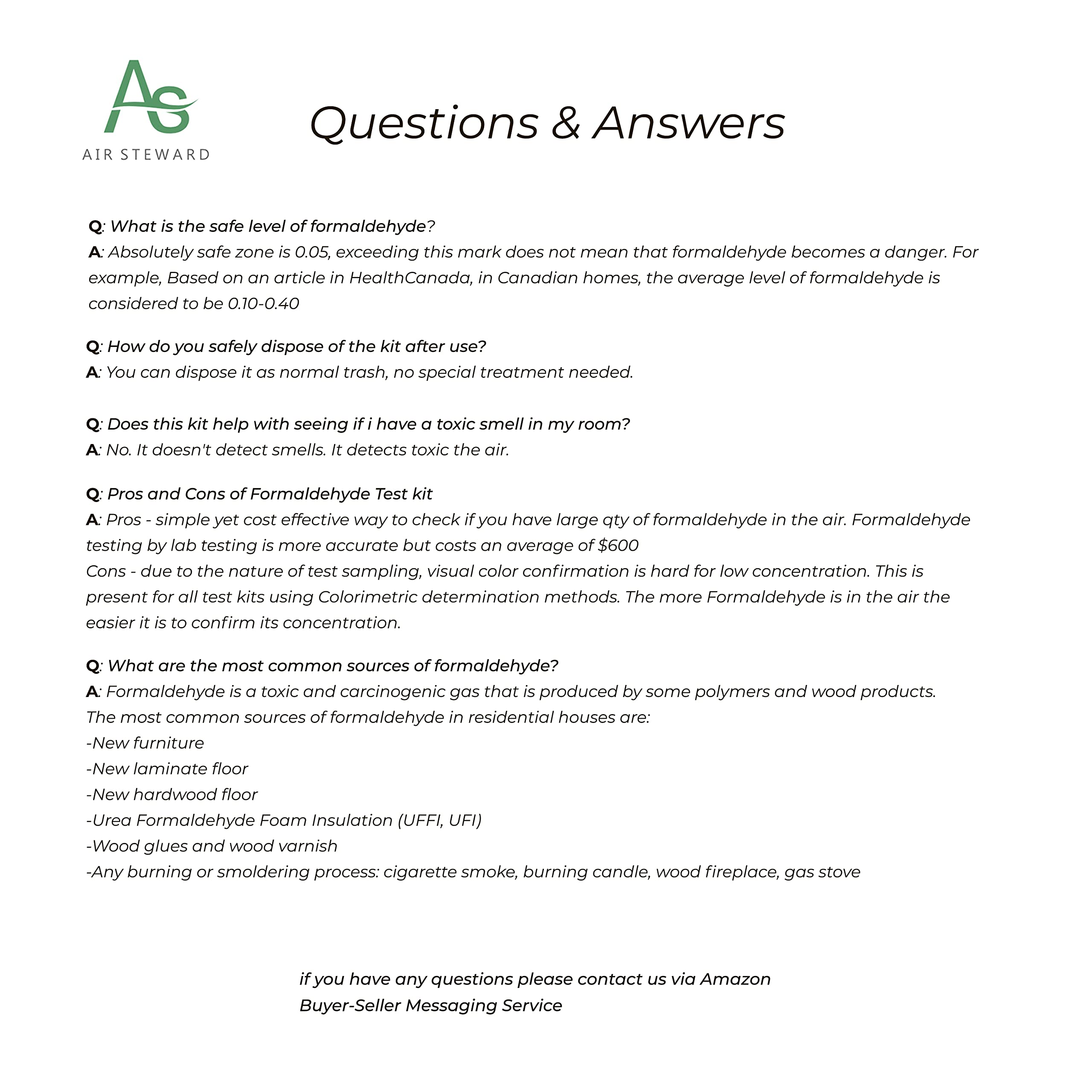 Air Formaldehyde (HCHO) DIY test kit - Know What's in the Air that Surrounds You  - Like New