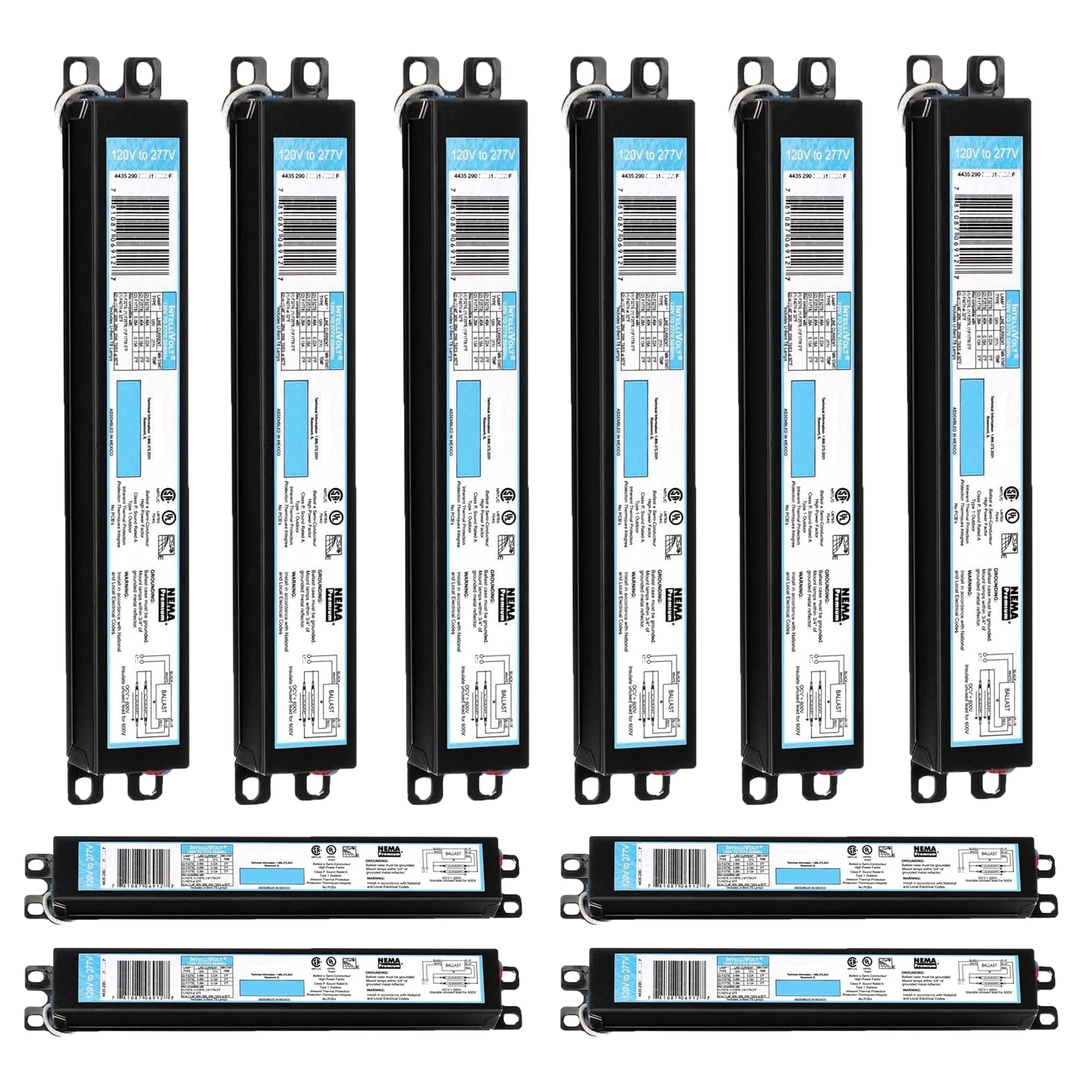 ICN3P32N, 120-277V, 50-60Hz Input Frequency, Solid Wire Type, Instant Start Centium Electronic Fluorescent Ballast for 3 F32T8 Lamp Type, Indoor/Outdoor Use with Automatic Restart Ballast Box, 10 Pack  - Acceptable