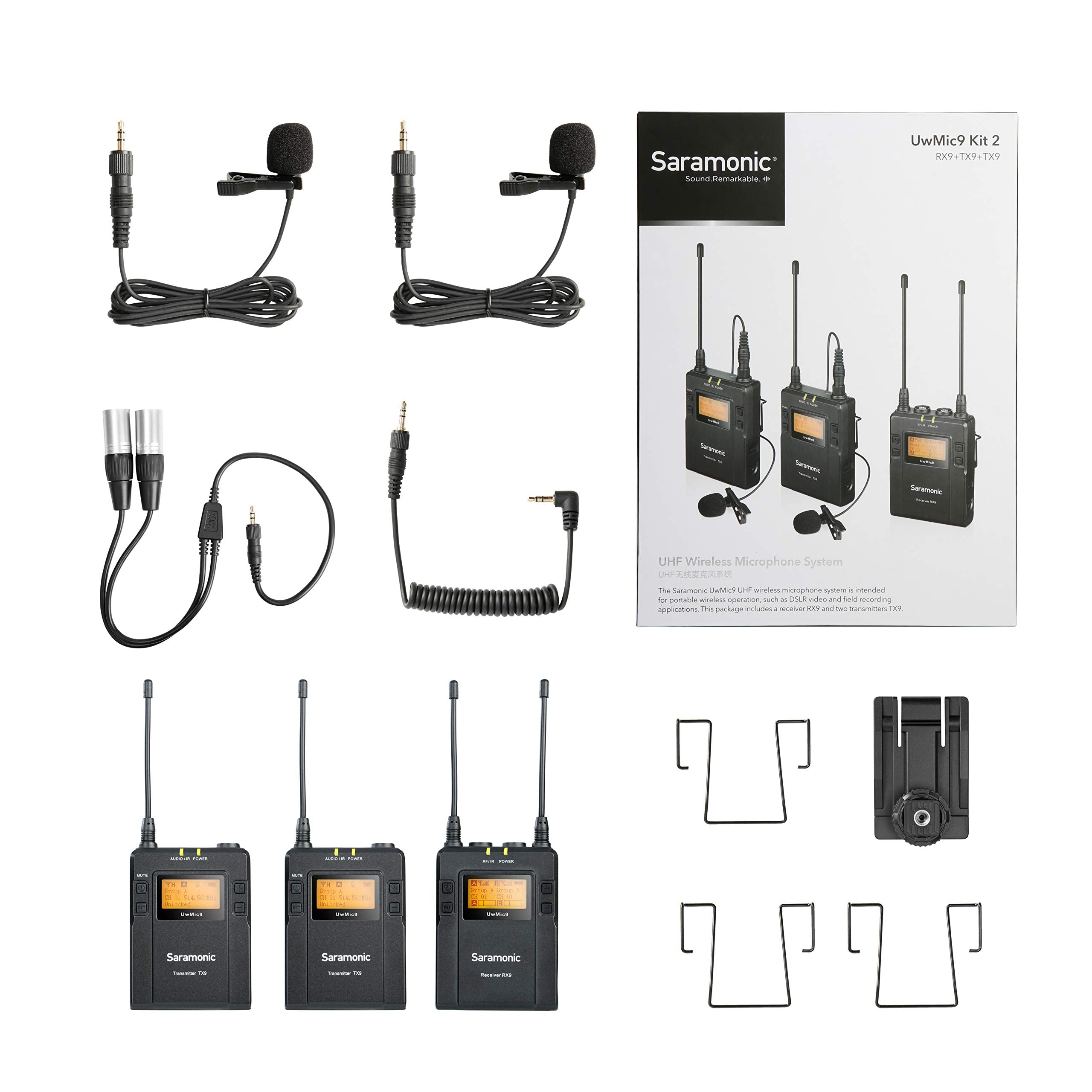 Saramonic UwMIC9 96-Channel Digital UHF Wireless Dual Lavalier Microphone System, Includes 2x TX9 Bodypack Transmitter and RX9 Portable Receiver  - Acceptable