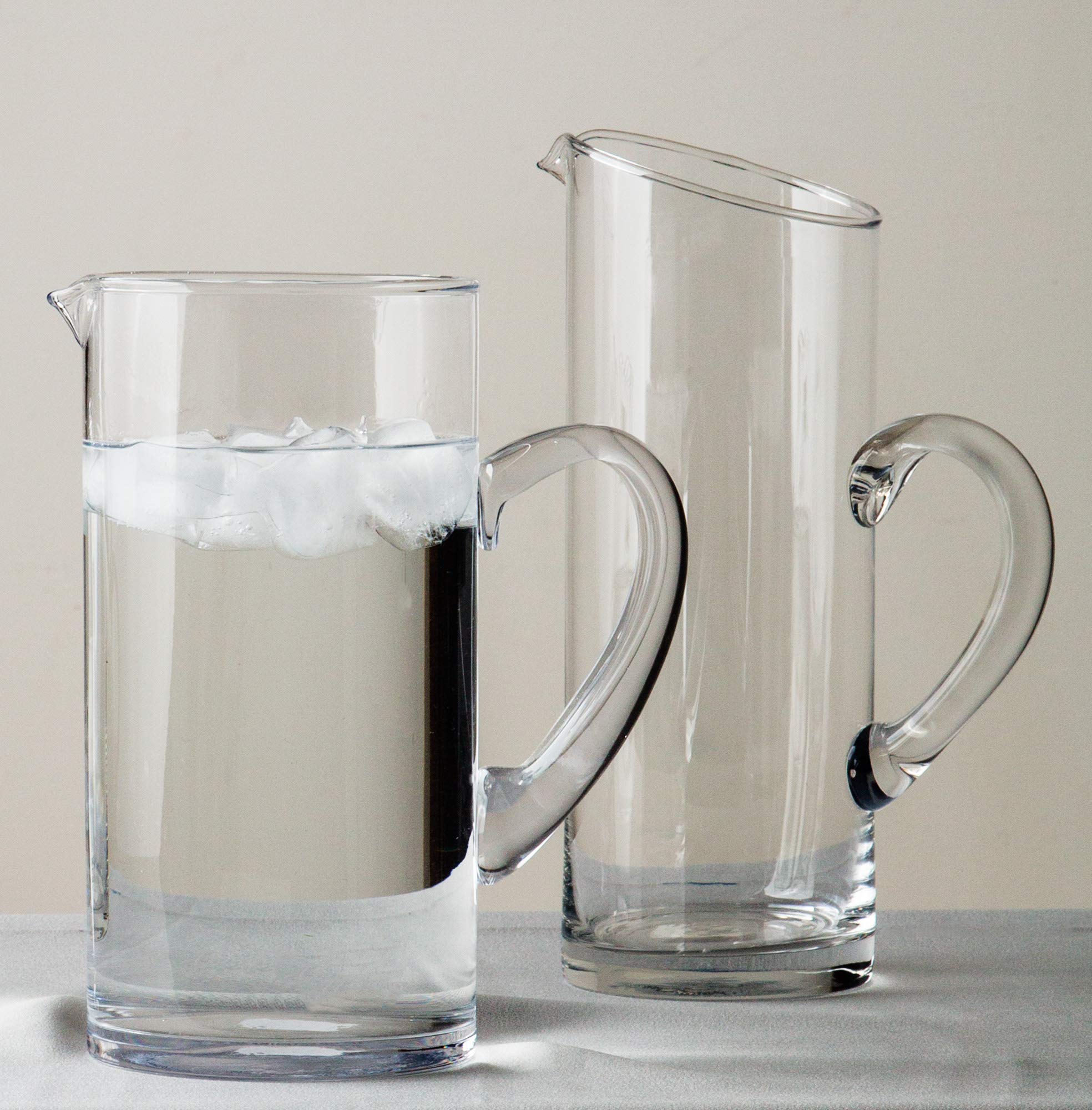 Glass Water Pitcher with Spout � Elegant Serving Carafe for Water, Juice, Sangria, Lemonade, and Cocktails � Crystal-Clear Glass Beverage Pitcher.  - Acceptable