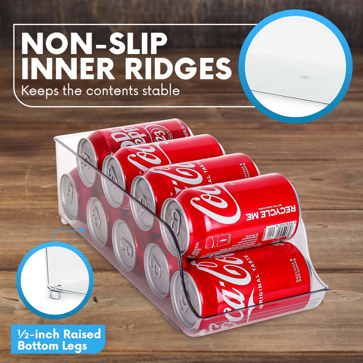 Soda Can Organizer for Pantry/Refrigerator Pack of 6 - Holds Up To 9 Cans (7oz) - Beverage & Canned Food Organizer By Homeries  - Acceptable