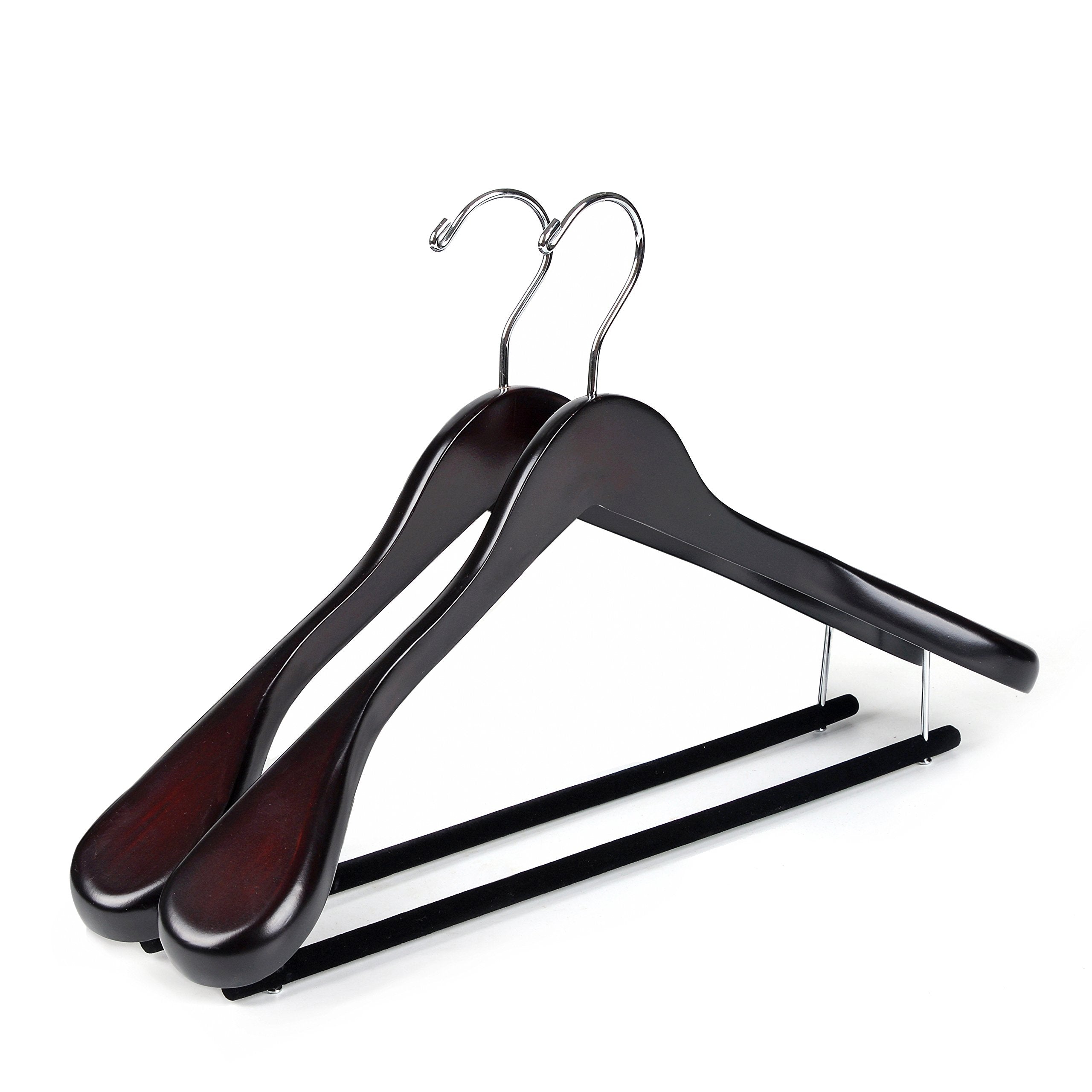 Quality Luxury Wooden Suit Hangers Wide Wood Hanger for Coats and Pants Mahogany Finish  - Like New