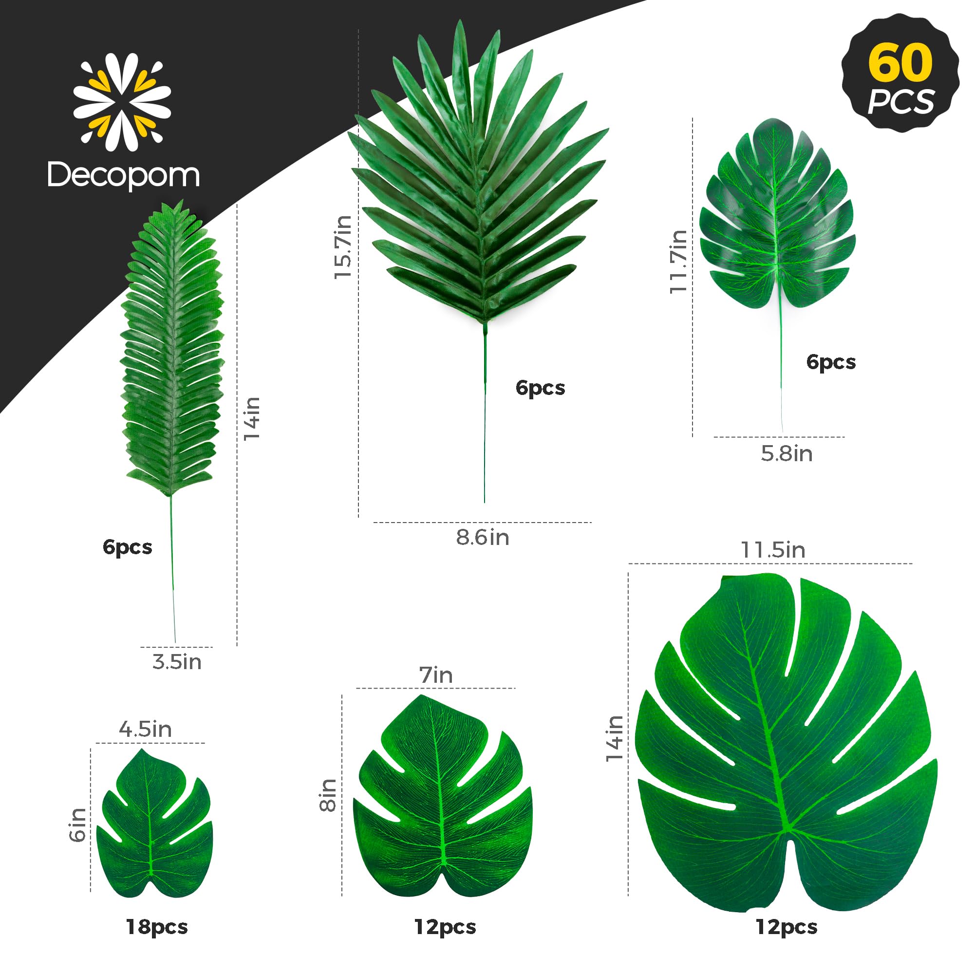 Decopom Artificial Palm Leaves 84 Set  - Like New