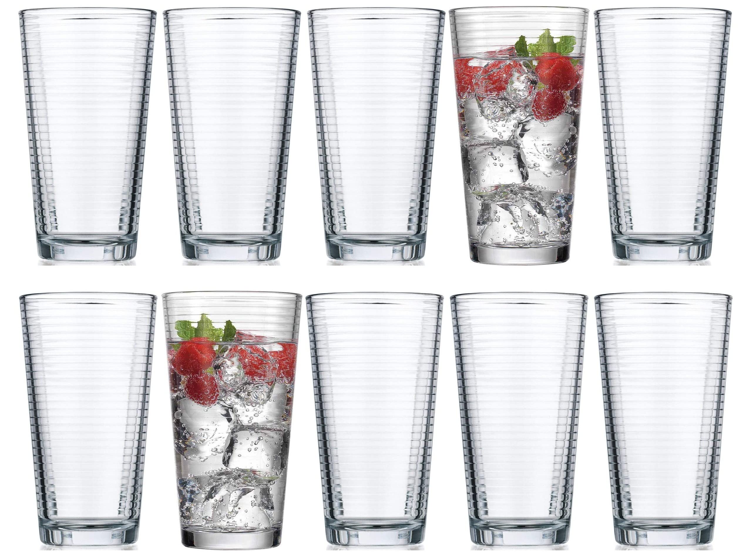 Drinking Glasses Set of Highball Glass Cups By Glavers, Premium Quality Cooler 17 Oz. Ribbed Glassware. Ideal for Water, Juice, Cocktails, and Iced Tea. Dishwasher Safe.…  - Good