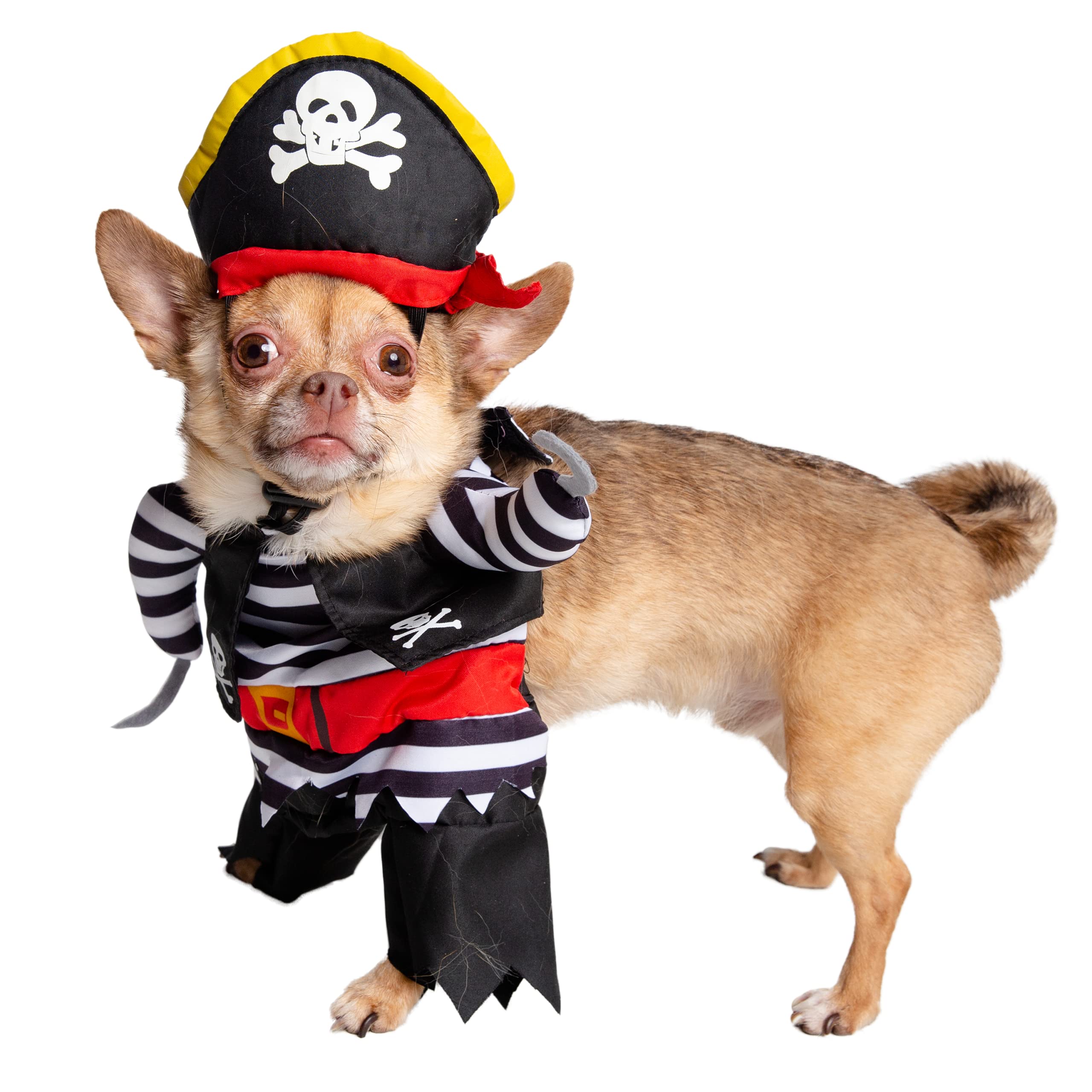 Pet Krewe Dog Pirate Costume | Pet Costume with Arms, Pirate Hat, Tunic and Cape -Perfect for Christmas Holiday, Parties, Photoshoots, Gifts for Dog Lovers | Small/Medium/Large/X-Large  - Like New