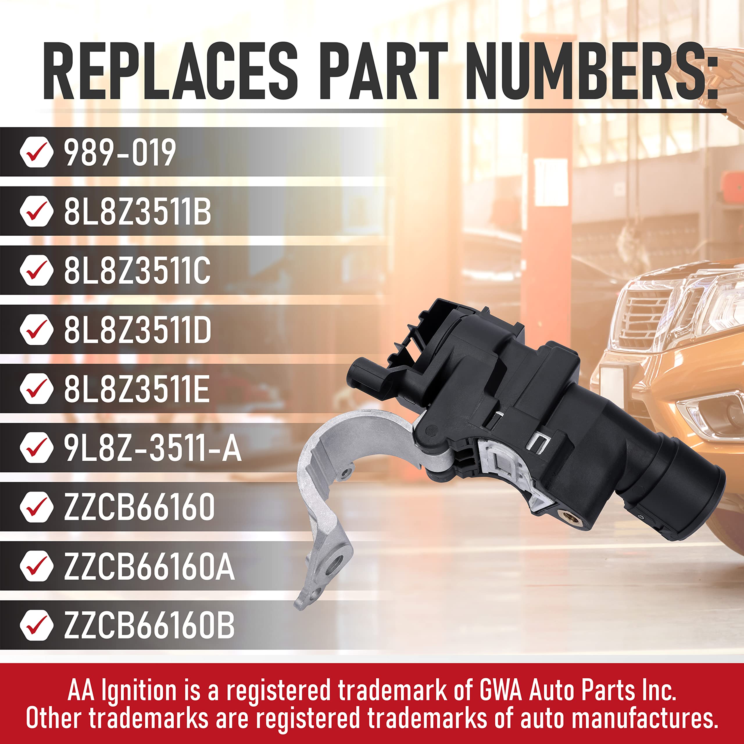 Replacement Ignition Lock Housing - Replaces 8L8Z3511B, 8L8Z3511C, 9L8Z-3511-A, ZZCB66160, ZZDB66160, 989-019 - Compatible with Ford, Mazda and Mercury Vehicles - Focus, Escape, Tribute, Mariner  - Like New