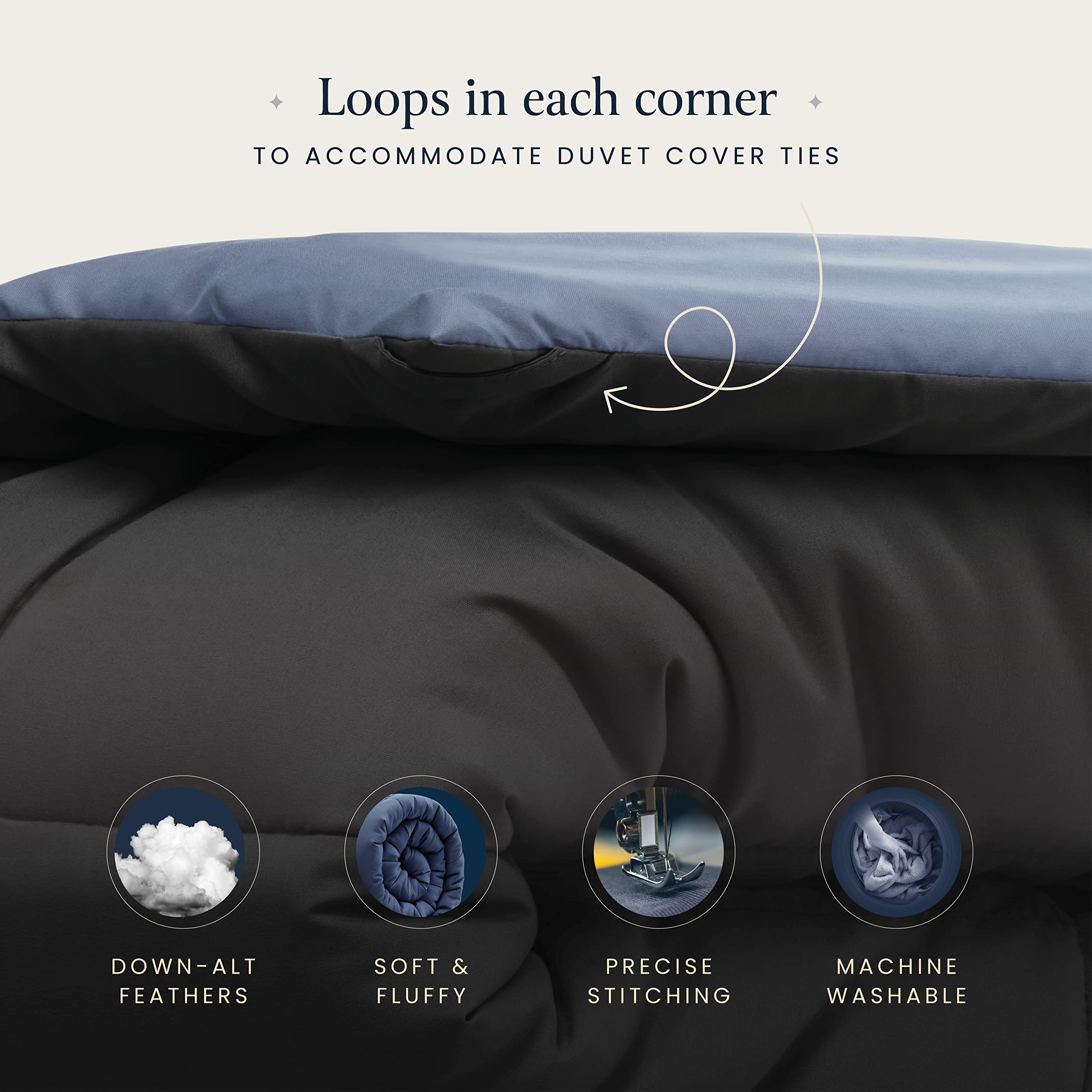 Down-Alternative Comforter Duvet Insert - All-Season Mid-Plush Cooling Comforter - Perfect for Hot Sleepers - Soft & Fluffy Bed Comforter, Elegant Box Quilted Comforters  - Very Good