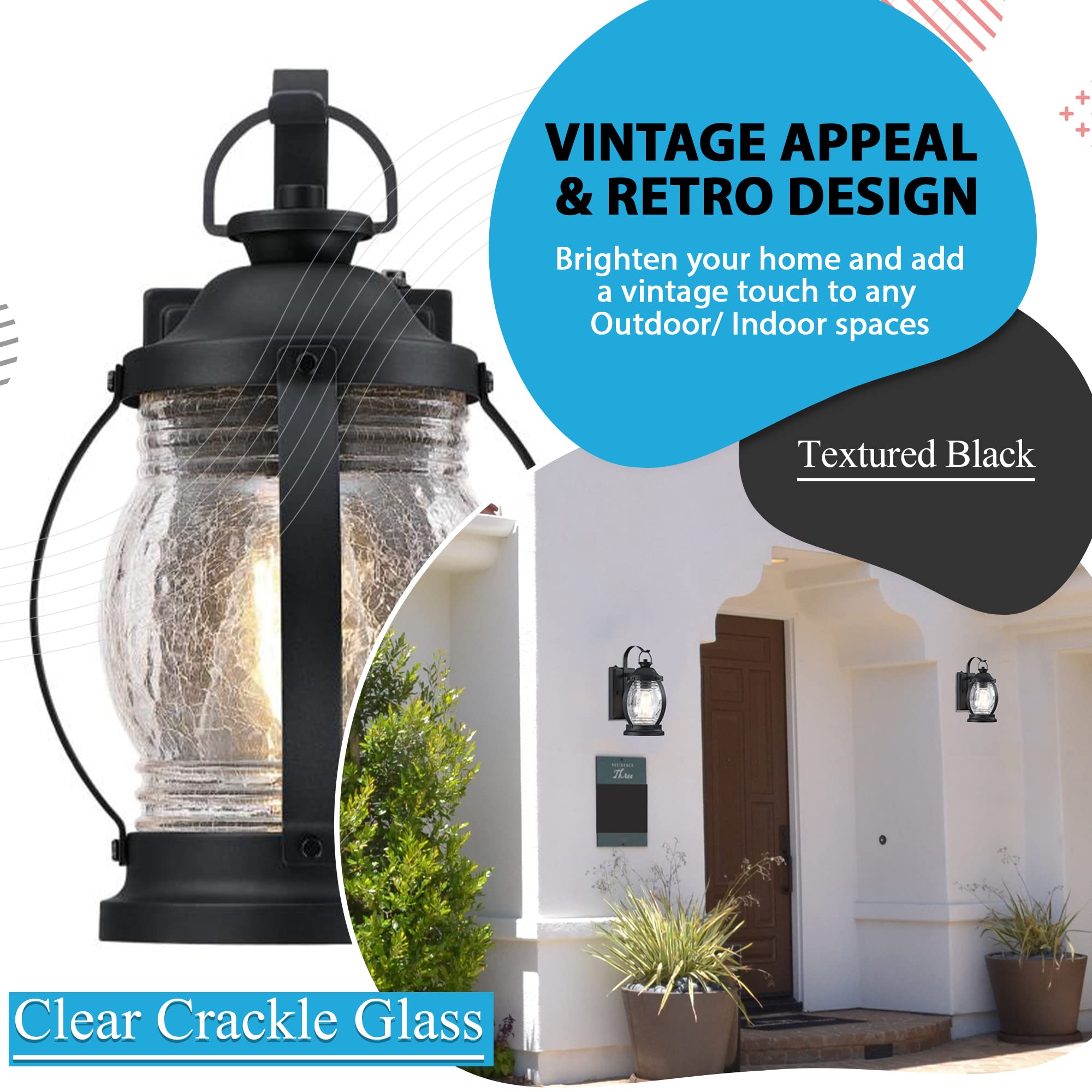 Ciata Lighting One-Light Weather Resistant, 60Watt, E26 Medium Base Indoor/Outdoor Wall Lantern Sconce/Fixture  - Like New