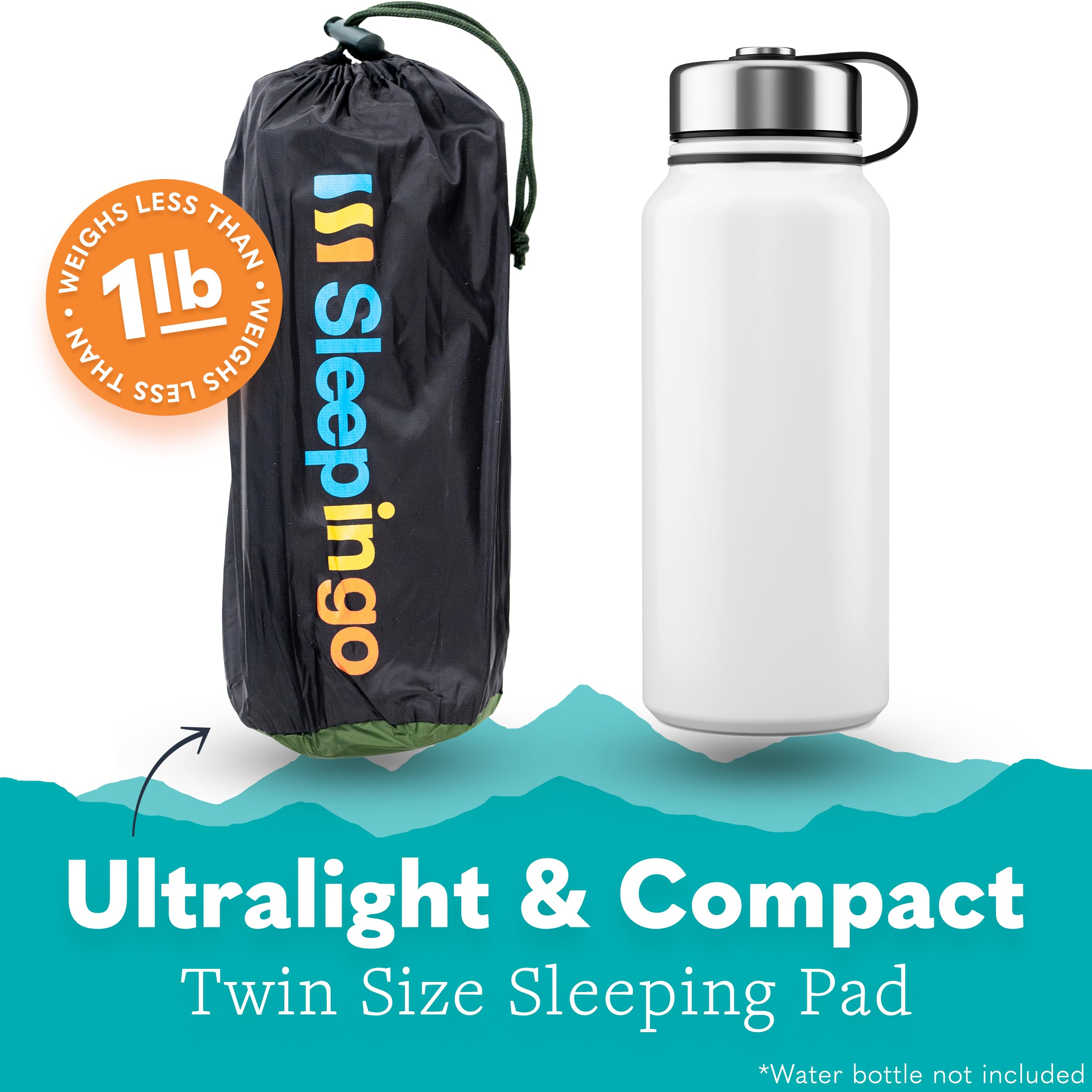 Sleepingo Large Sleeping Pad for Camping - Ultralight Sleeping Mat for Camping, Backpacking, Hiking - Lightweight, Inflatable & Compact Camping Air Mattress - Backpacking Sleeping Pad - Sleep Pad, 2pk  - Like New