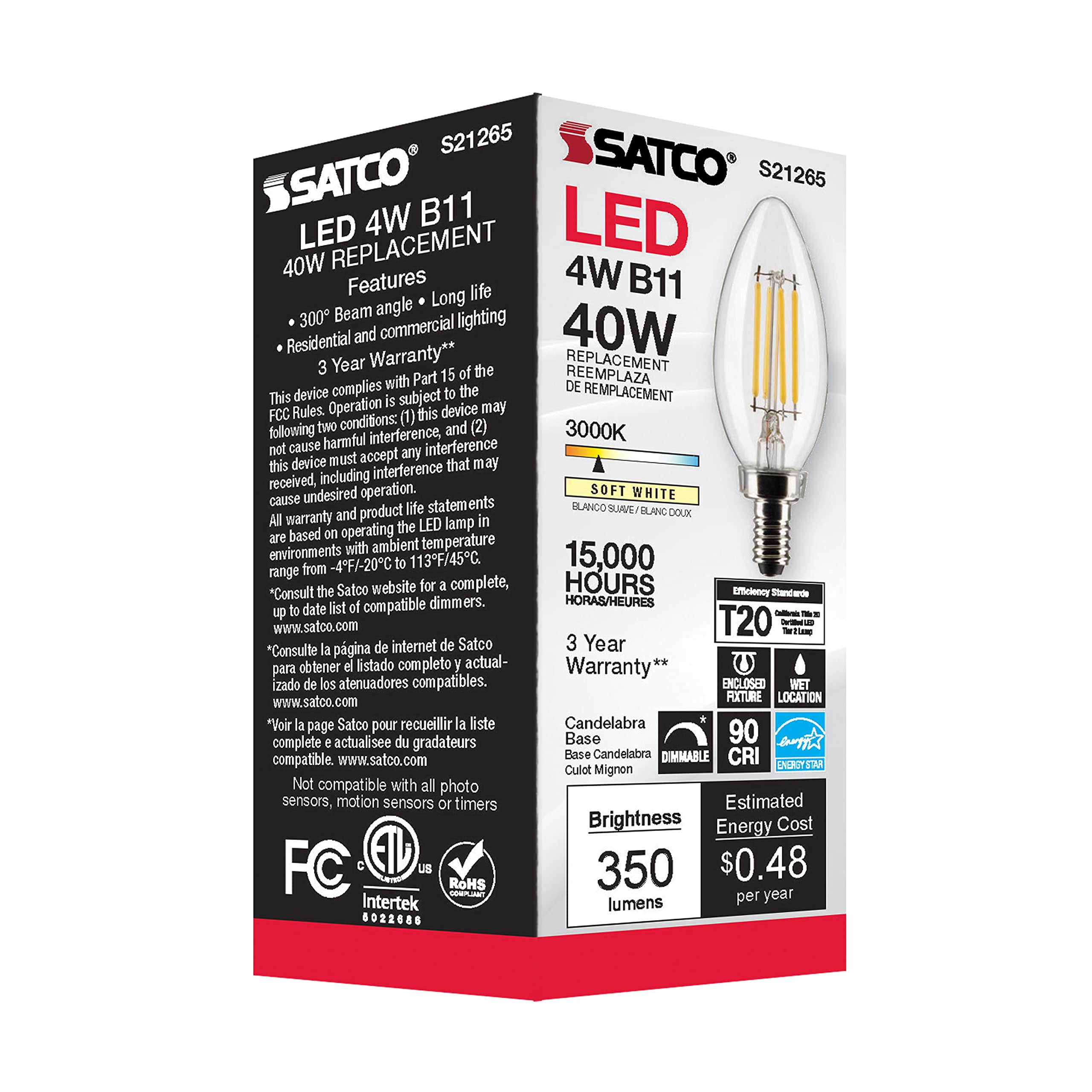 Satco S21360 5ST19/CL/LED/927/E26-6 Pack  - Acceptable