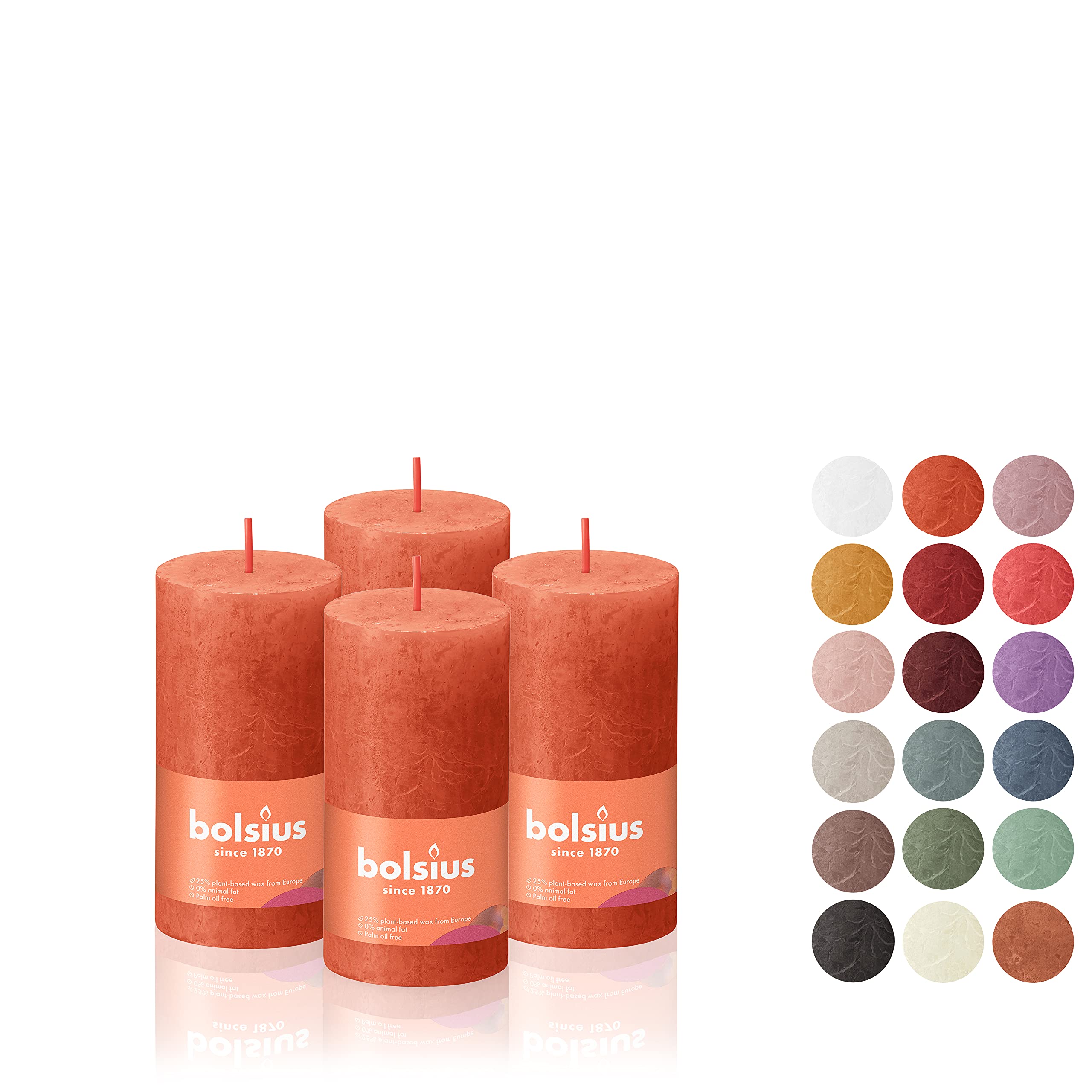 BOLSIUS 4 Pack Orange Rustic Pillar Candles - 2 X 4 Inches - Premium European Quality - Includes Natural Plant-Based Wax - Unscented Dripless Smokeless 30 Hour Party D�cor and Wedding Candles  - Like New
