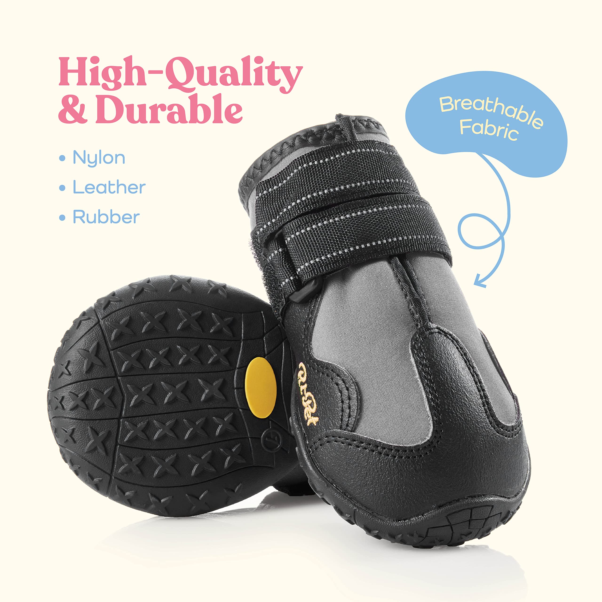 Waterproof Dog Shoes - Stylish Designed Shoes for Dogs - Dog Boots with Non-Slip Rubber Bottom Protects Paw from Hot or Cold Pavement, Dog Booties with Reflective Straps for Dogs Safety, Puppy Shoes.