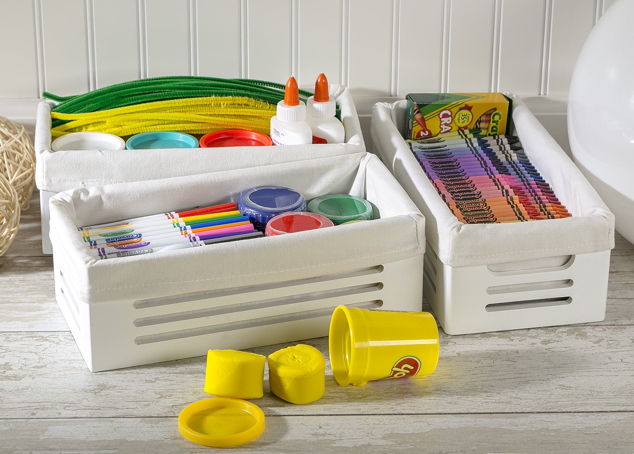 Wooden Bins White  - Like New