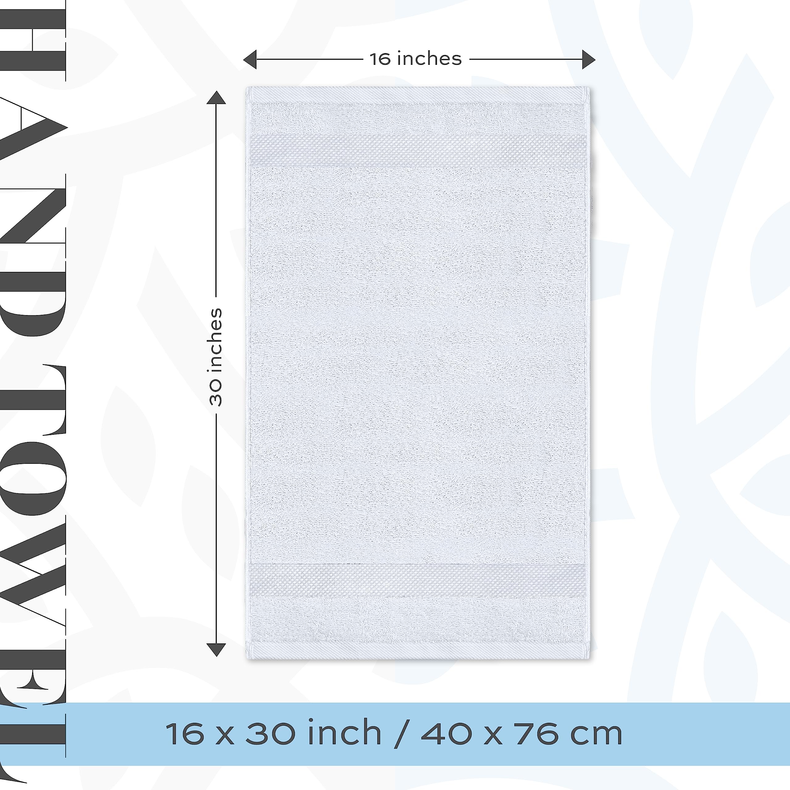 White Classic Luxury Hand Towels for Bathroom-Hotel-Spa-Kitchen-Set - Circlet Egyptian Cotton - 16x30 Inches - Set of 6  - Like New