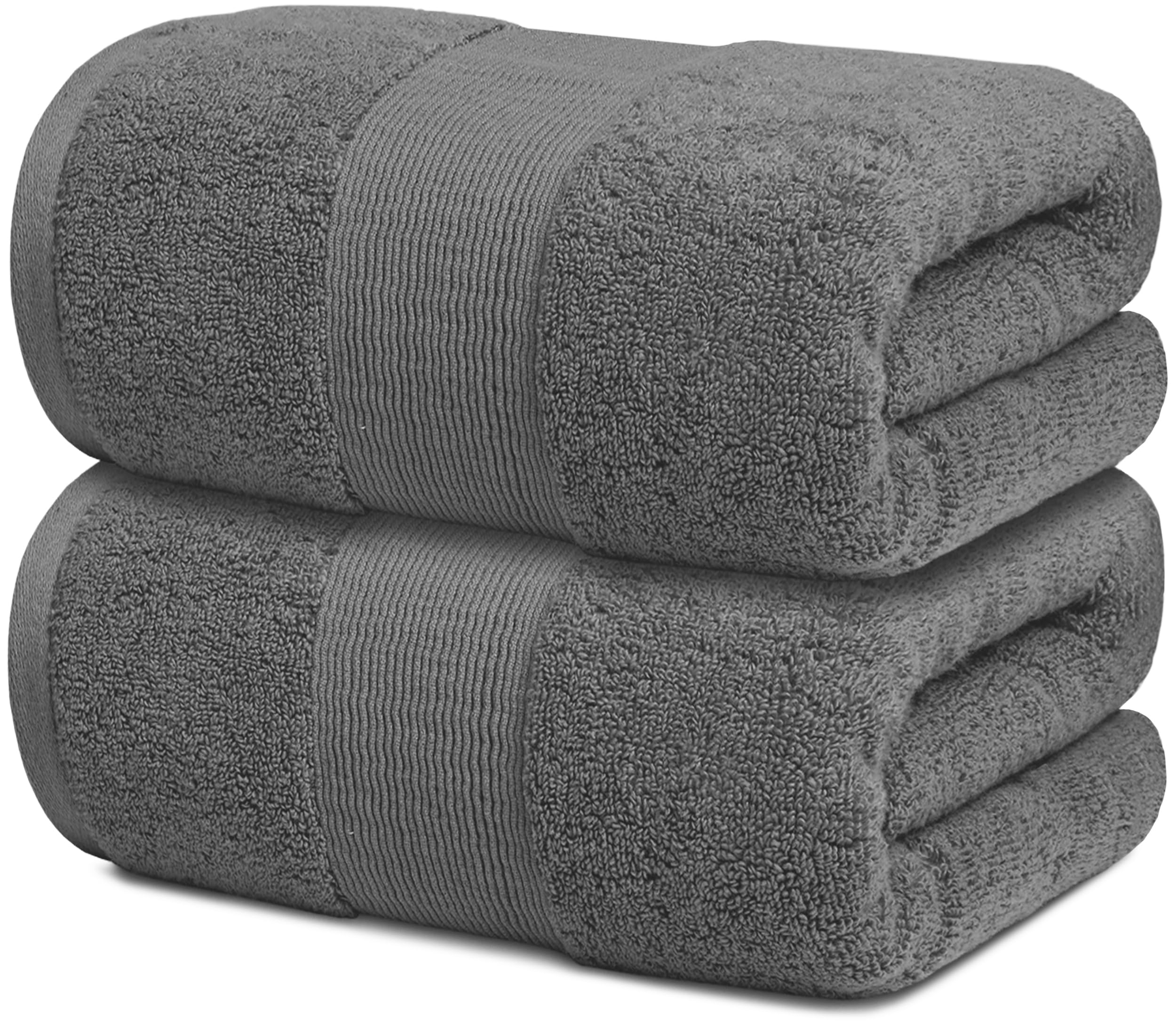 White Classic Resort Collection Soft Bath Sheet Towels | 35x70 Oversize Large Luxury Hotel Plush & Absorbent Cotton Bath Sheet [2 Pack, Smoke Grey]  - Like New