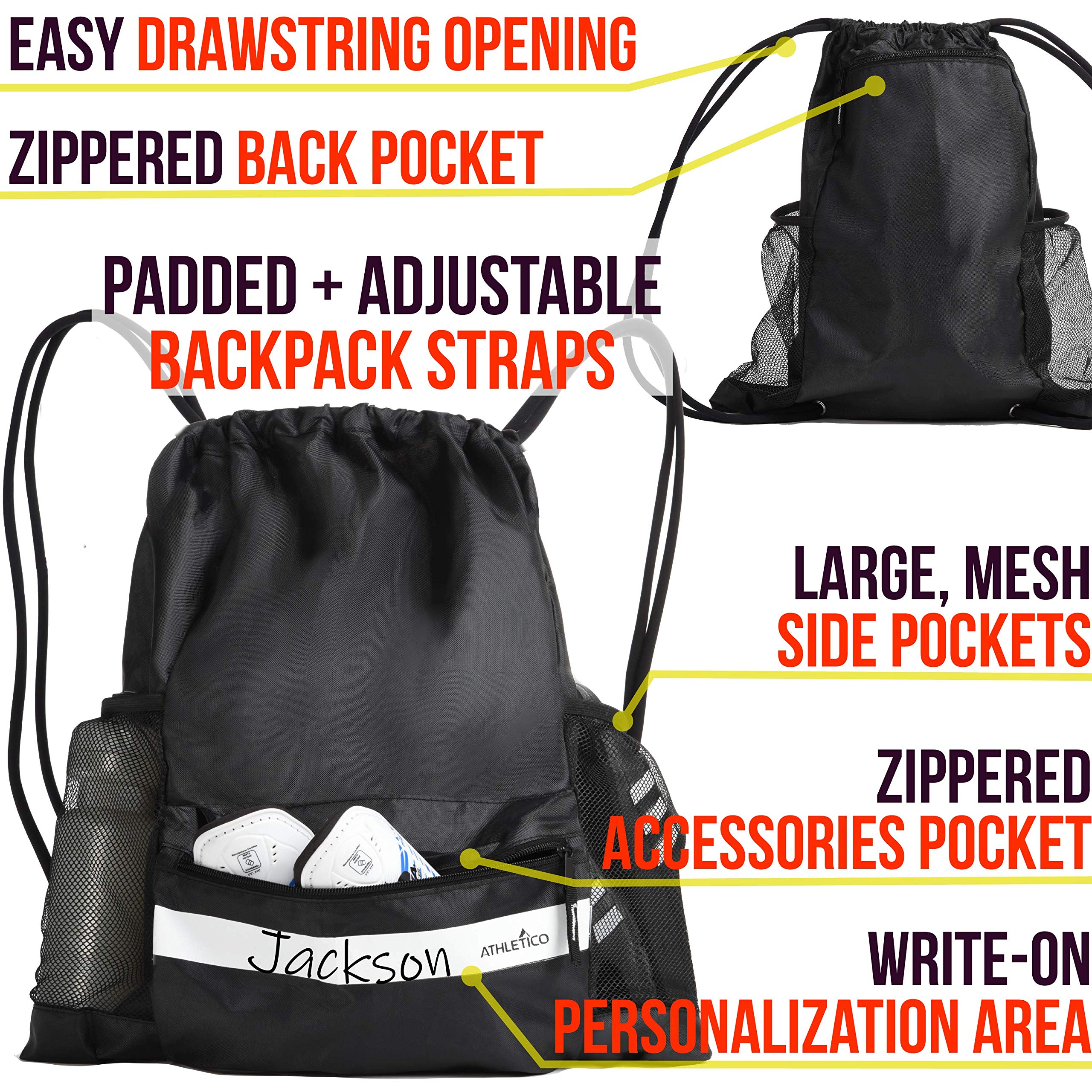 Athletico Drawstring Soccer Bag - Soccer Backpack For Boys or Girls Can Also Carry Basketball or Volleyball  - Good