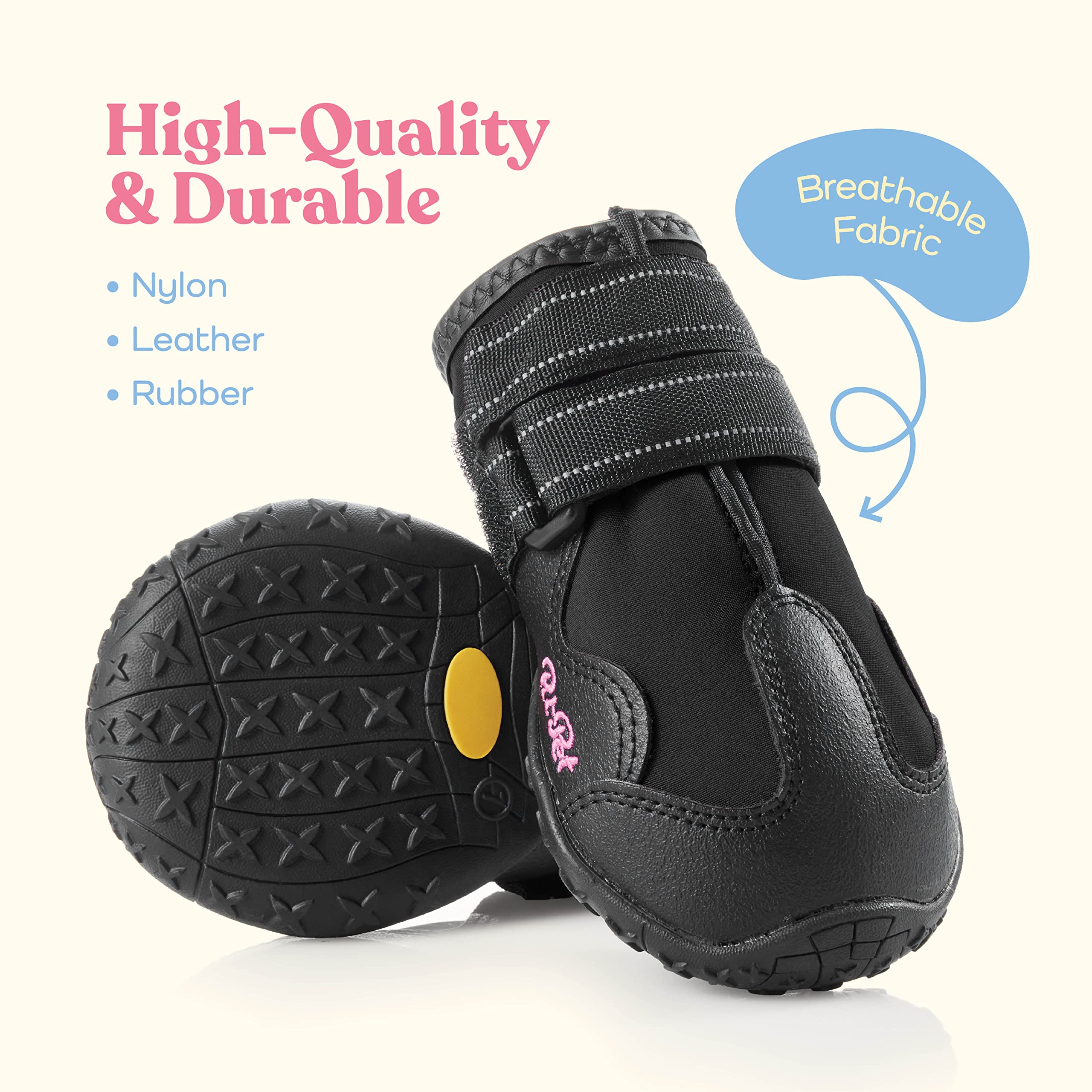 Waterproof Dog Shoes - Stylish Designed Shoes for Dogs - Dog Boots with Non-Slip Rubber Bottom Protects Paw from Hot or Cold Pavement, Dog Booties with Reflective Straps for Dogs Safety, Puppy Shoes.  - Like New