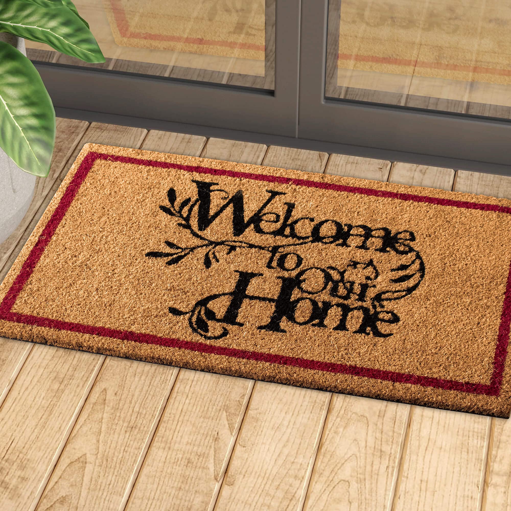 LuxUrux Welcome Mats Outdoor Coco Coir Doormat, with Heavy-Duty PVC Backing - Natural - Perfect Color/Sizing for Outdoor uses.  - Like New