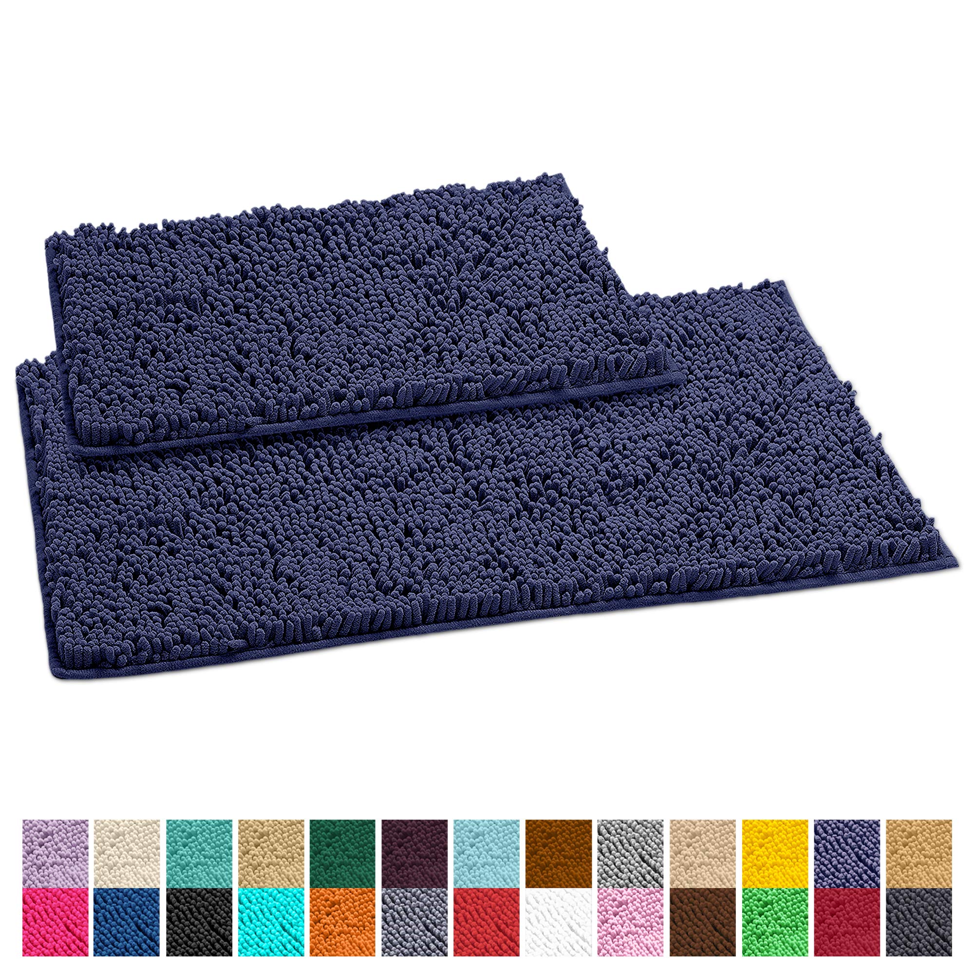 LuxUrux Purple Bathroom Rug Set �Extra-Soft Plush Bath mat Shower Bathroom Rugs,1'' Chenille Microfiber Material, Super Absorbent, 30 X 20'' + 32 X 15''.  - Like New