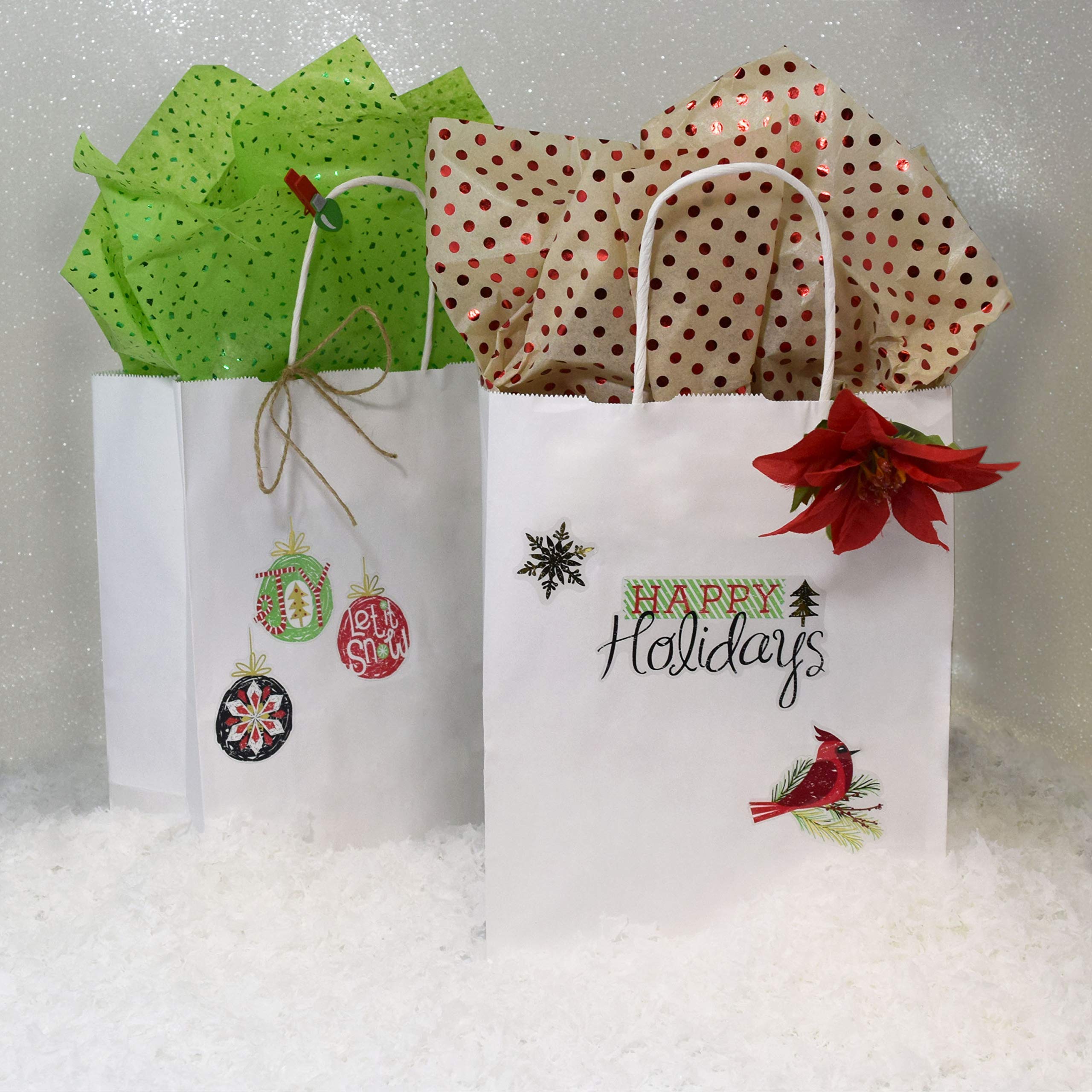 Prime Line Packaging 8x4x10 100 Pack White Gift Bags, Small Kraft Paper Bags with Handles for Small Business, Party Favor & Goodie Bags, Shopping, Bulk  - Like New