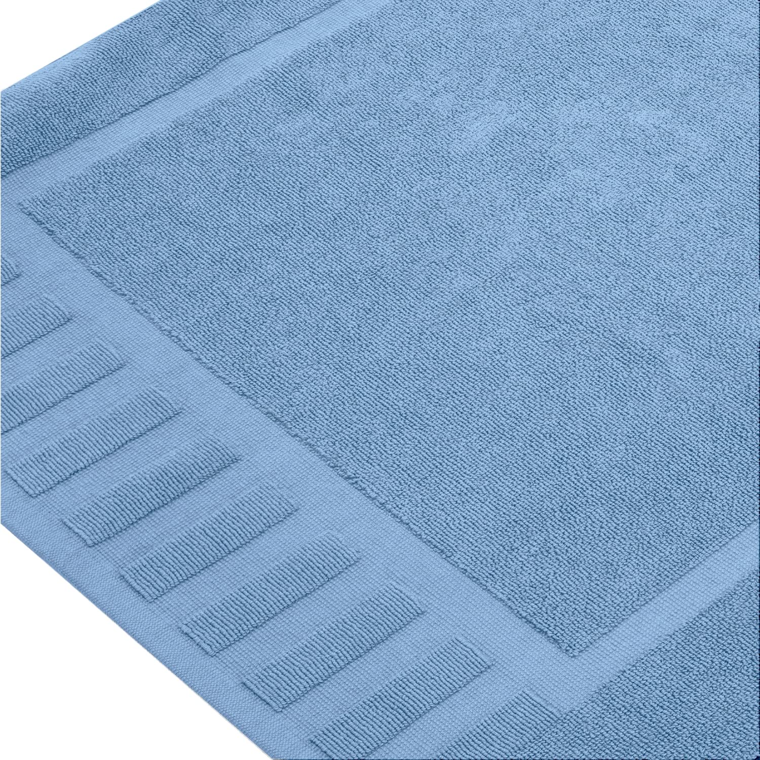 White Classic Luxury Bath Mat Floor Towel Set - Absorbent Cotton Hotel Spa Shower/Bathtub Mats [Not a Bathroom Rug] 22"x34" | 2 Pack | Light Blue  - Good