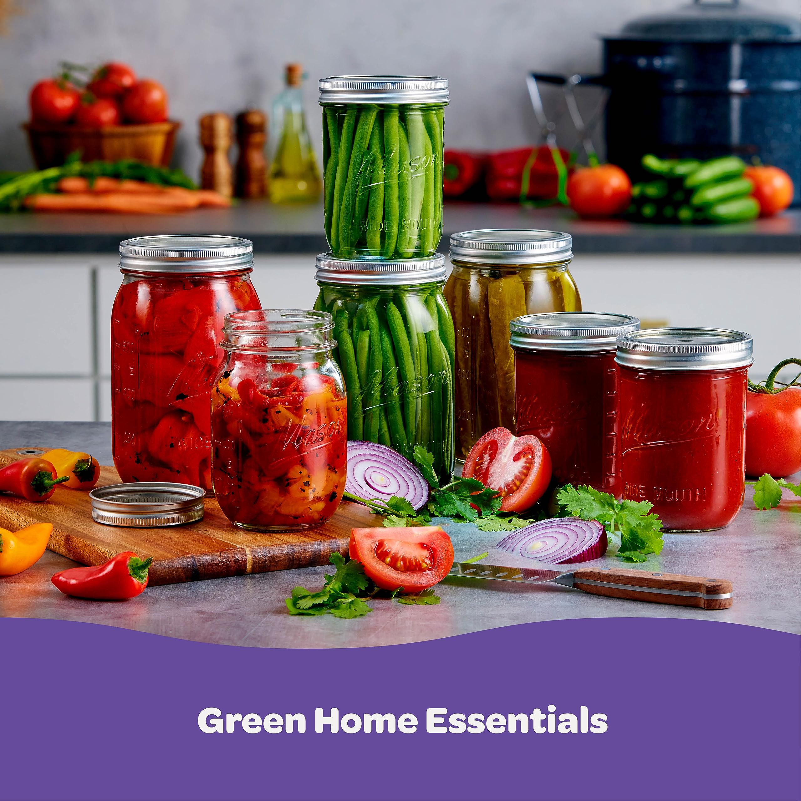 SEWANTA Wide Mouth Mason Jars 16 oz [5 Pack] With mason jar lids and Bands, mason jars 16 oz - For Canning, Fermenting, Pickling - Jar D�cor - Microwave/Freeze/Dishwasher Safe.  - Very Good
