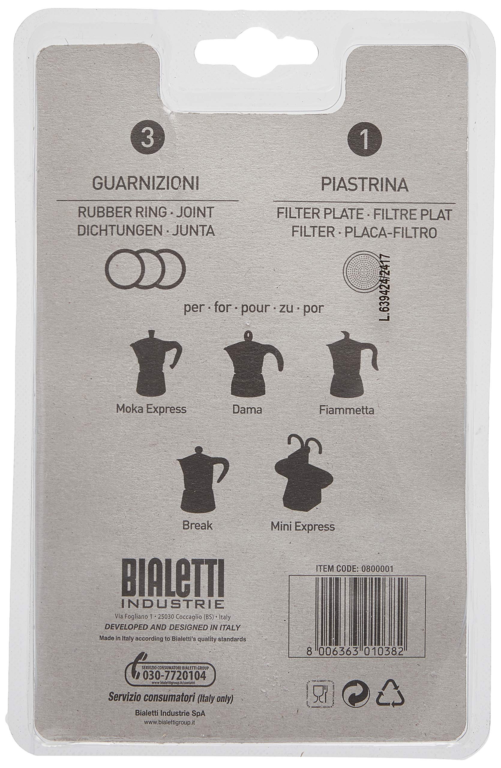 Bialetti 06963 Moka 1-Cup Gasket/Filter Replacement Parts  - Very Good