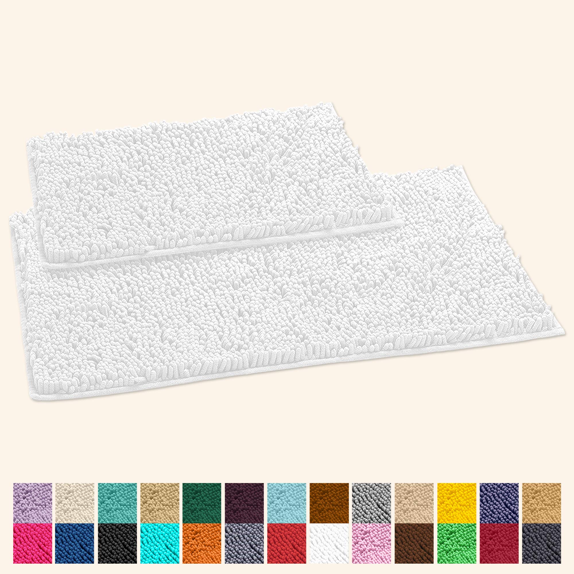 LuxUrux White Bathroom Rugs, Bathroom Rug Set�Extra-Soft Plush White Bath mat, 1'' Chenille Microfiber Material, Super Absorbent Bathroom D�cor, 30 X 20'' + 23 X 15.  - Very Good