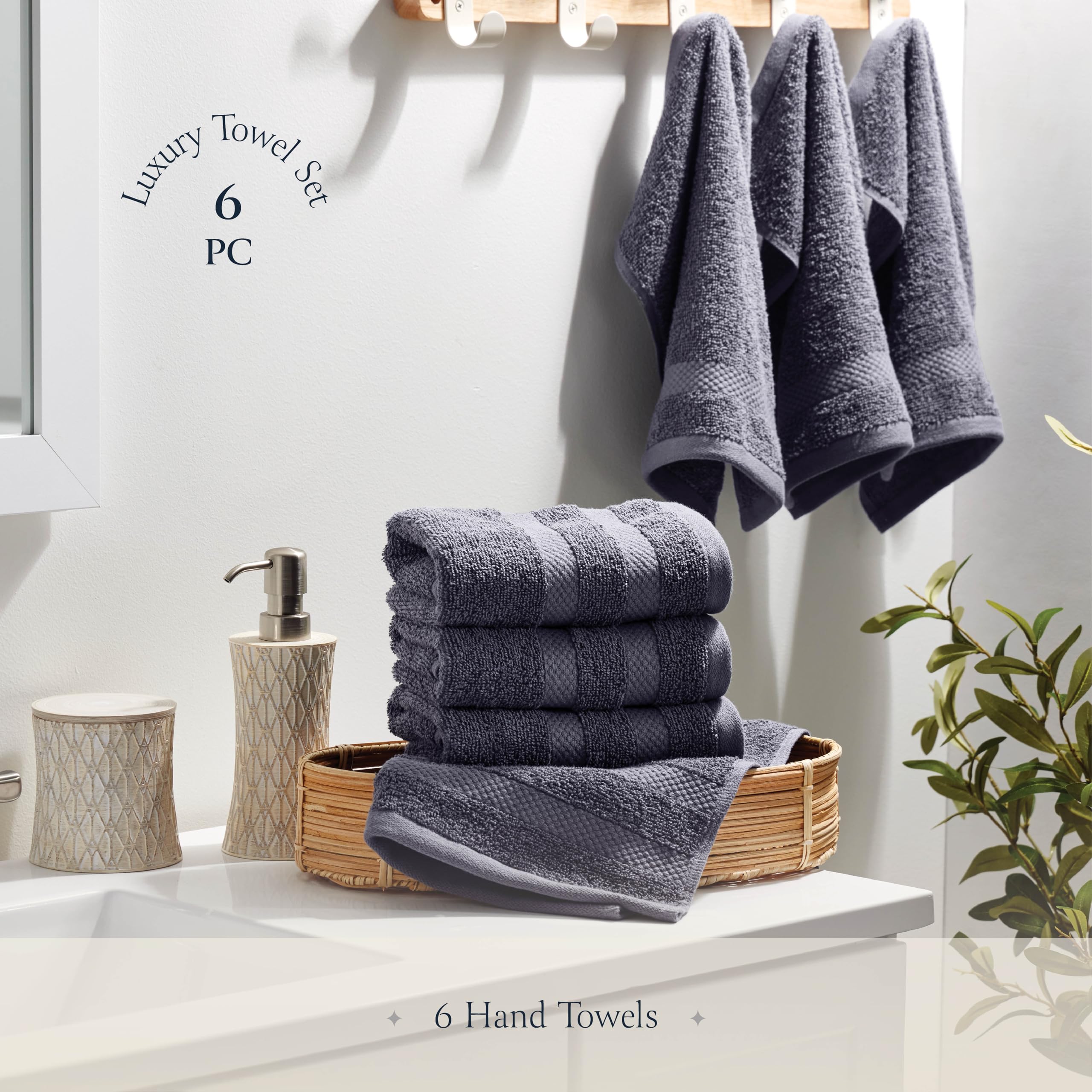 BELADOR Hand Towels 12-Pack - Premium Soft Cotton Hand Towels for Bathroom - Quick-Dry & Absorbent Hand Towel Set | White/Gray Hand Towels 16"x30"  - Like New