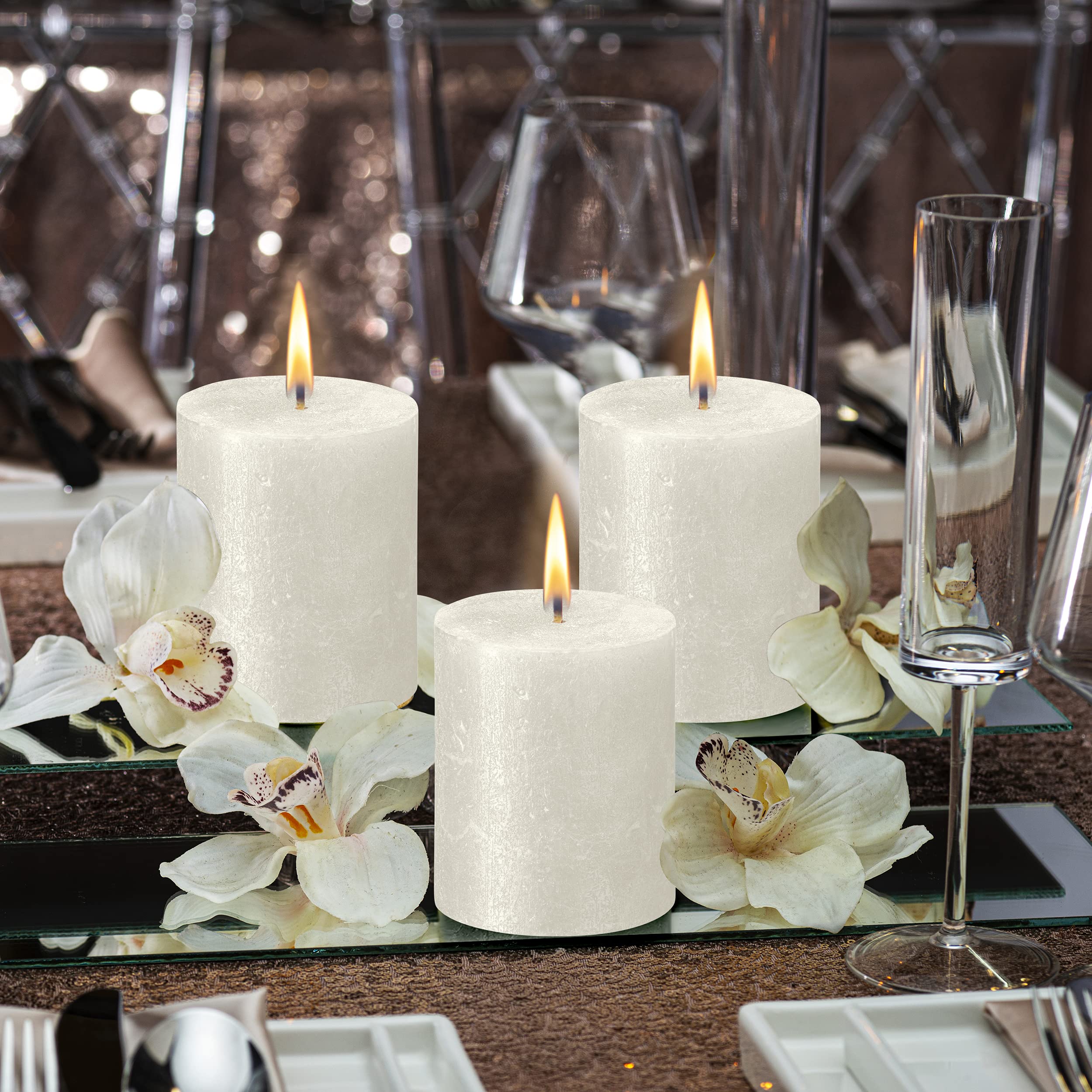 Bolsius Rustic Metallic Pillar Candles Luxury Decoration Sunset Shimmer Pillars  - Very Good