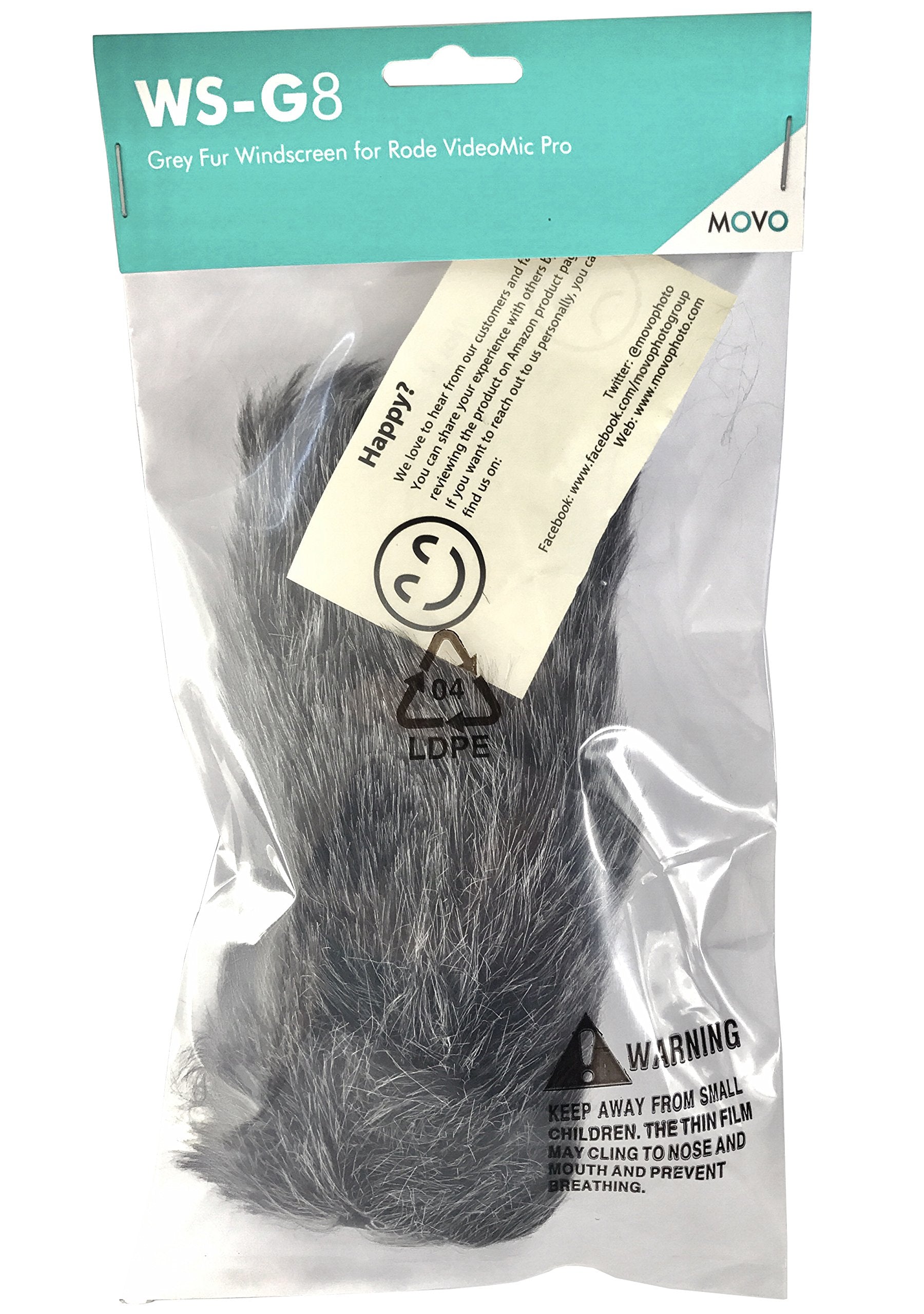 Movo WS-G8 Furry Outdoor Microphone Windscreen Muff Custom Fit for Rode VideoMic Pro (Dark Gray)  - Like New