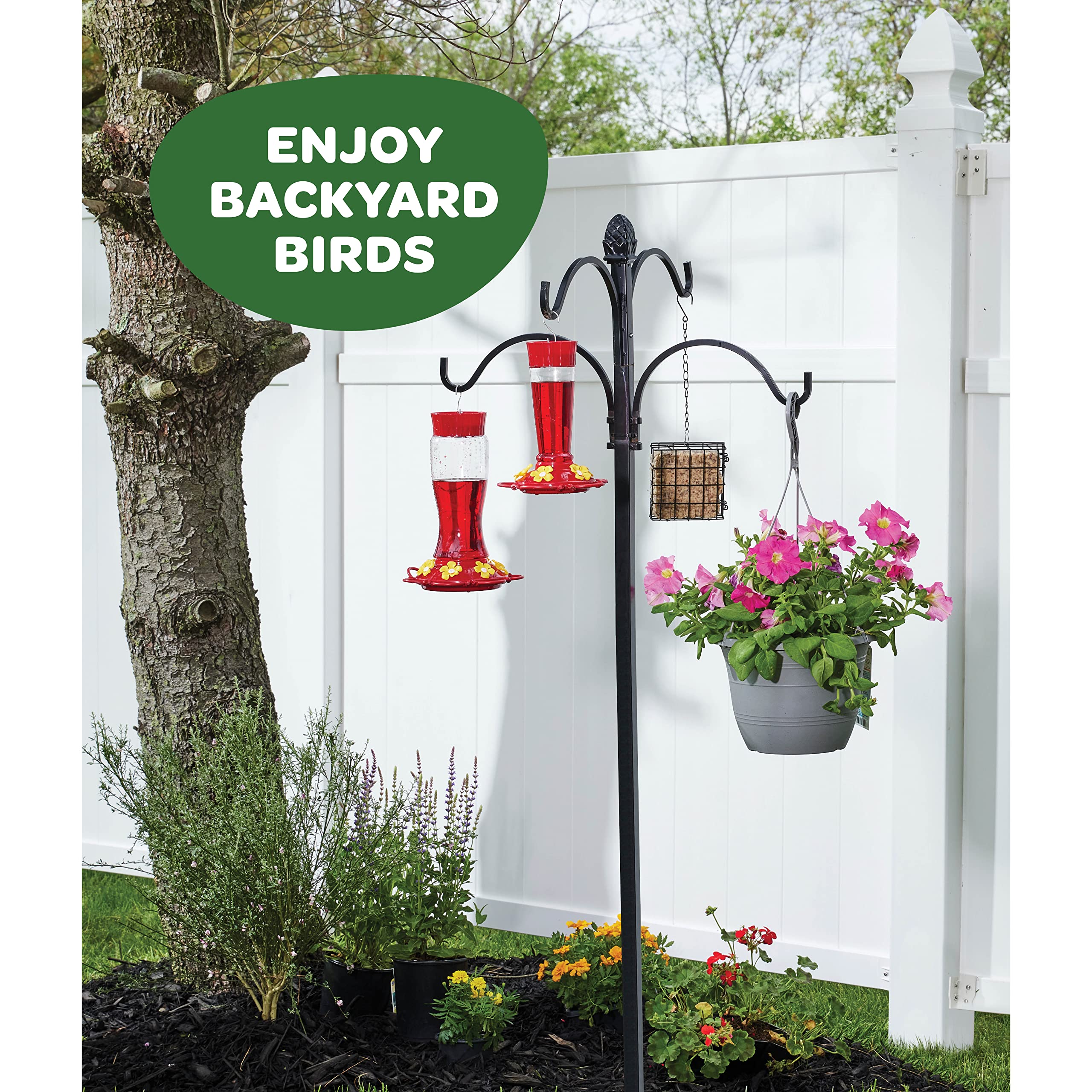 Hummingbird Feeder, Hummingbird Feeders for Outdoors - with Built-in Ant Guard - Circular Perch with 7 Feeding Ports - Wide Mouth for Easy Filling/2 Part Base for Easy Cleaning  - Like New