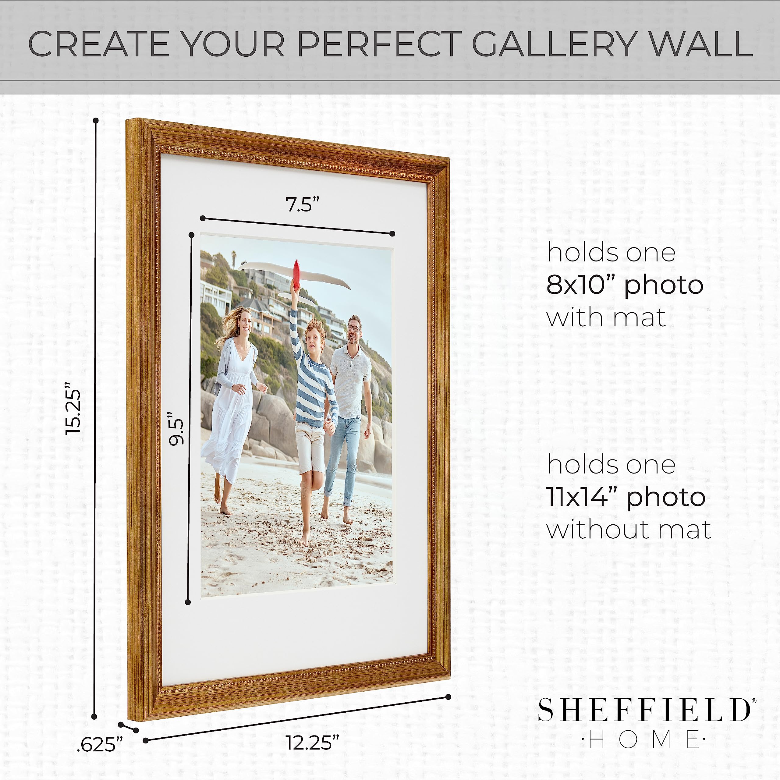 Sheffield Home 9 Piece Gallery Wall Frame Set,12x12 in, Matted to 8x8 Parent  - Like New