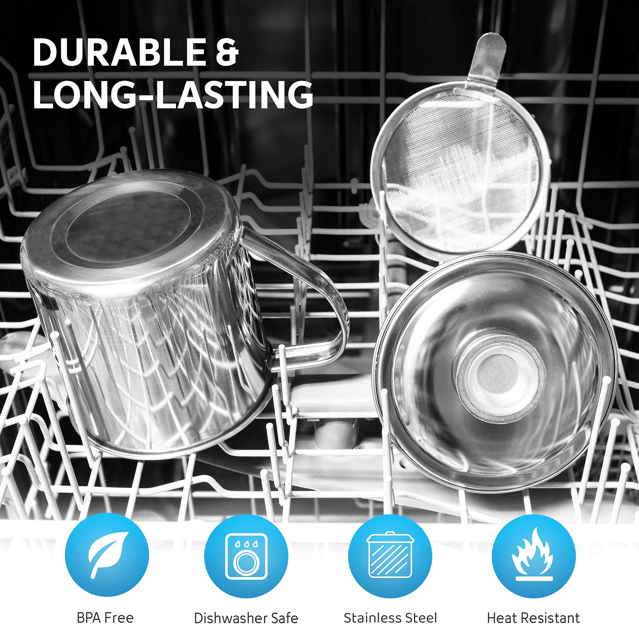 Aulett Home Bacon Fat Container With Oil Strainer - Storing Fats, Cooking Oil, Drippings - Oil Separator for Cooking - 1.25 Quart or 5 Cups Stainless Steel Grease Keeper with Oil Fat Separator  - Like New