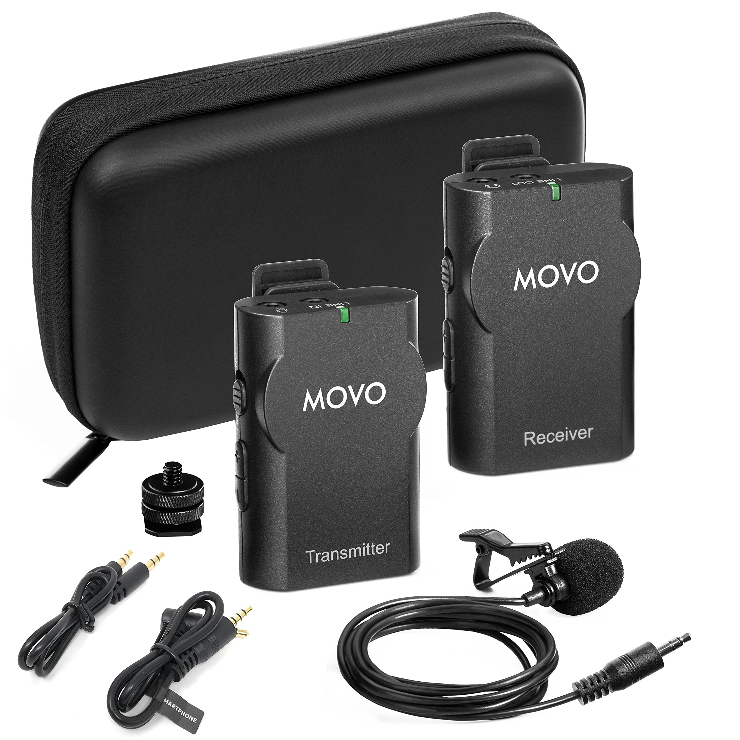 Movo WMIC10 2.4GHz Wireless Lavalier Microphone System for DSLR Cameras, iPhone, iPad, Android Smartphones, Camcorders (50-Foot Transmission Range)  - Very Good