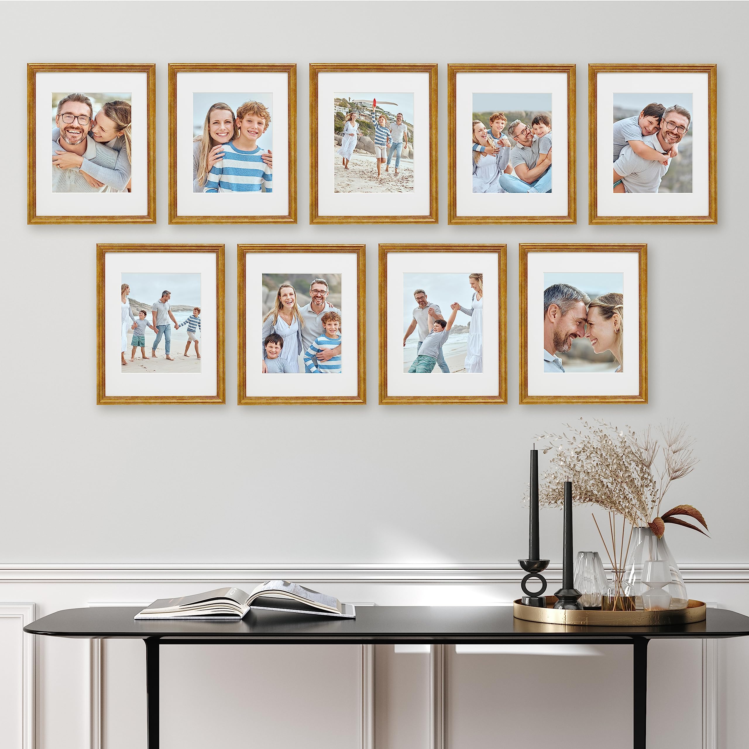 Sheffield Home 9 Piece Gallery Wall Frame Set,12x12 in, Matted to 8x8 Parent  - Like New