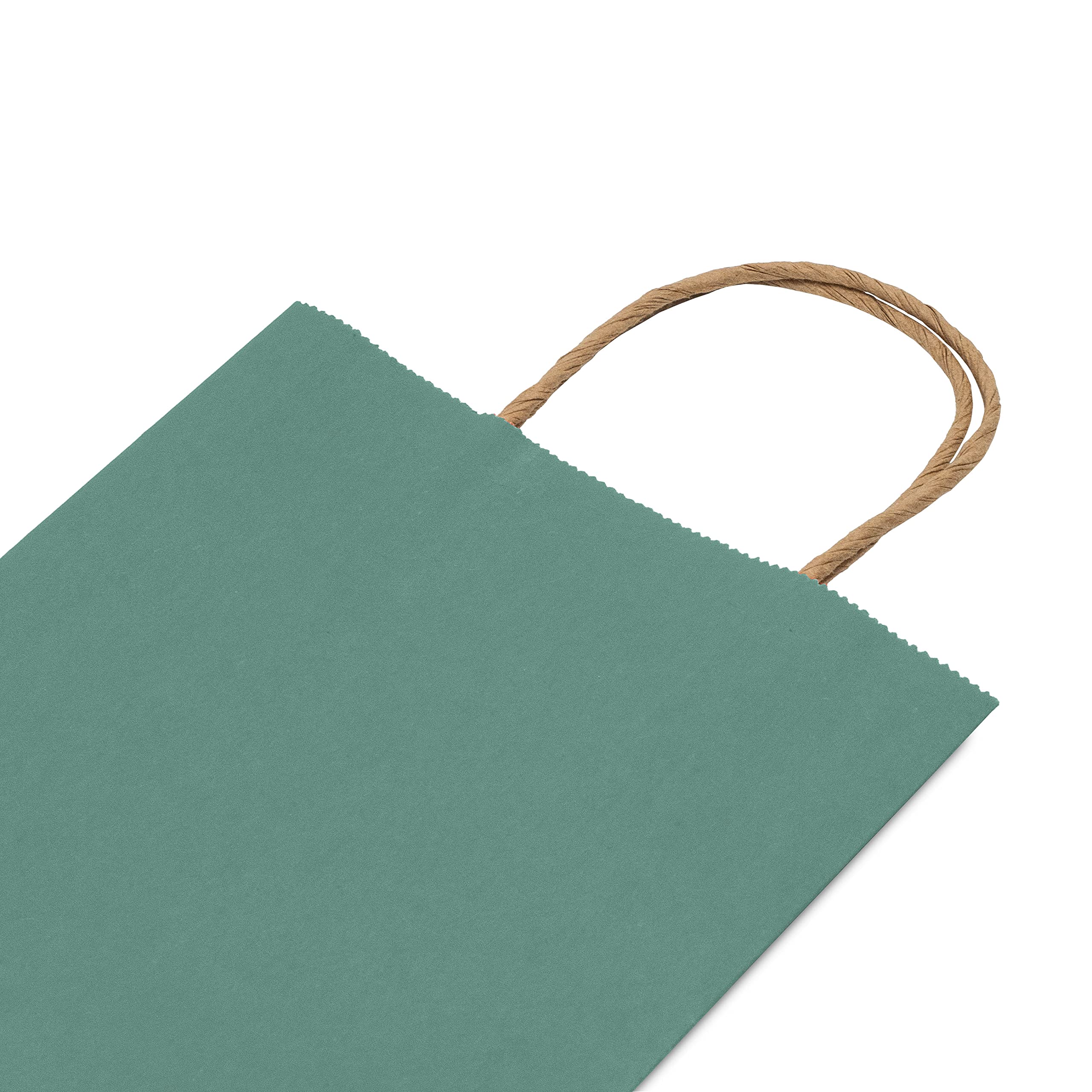 Green Gift Bags - 6x3x9 Inch 100 Pack Small Kraft Paper Shopping Bags with Handles, Craft Totes in Bulk for Boutiques, Small Business, Retail Stores, Birthday Parties, Jewelry, Merchandise, Bulk  - Like New