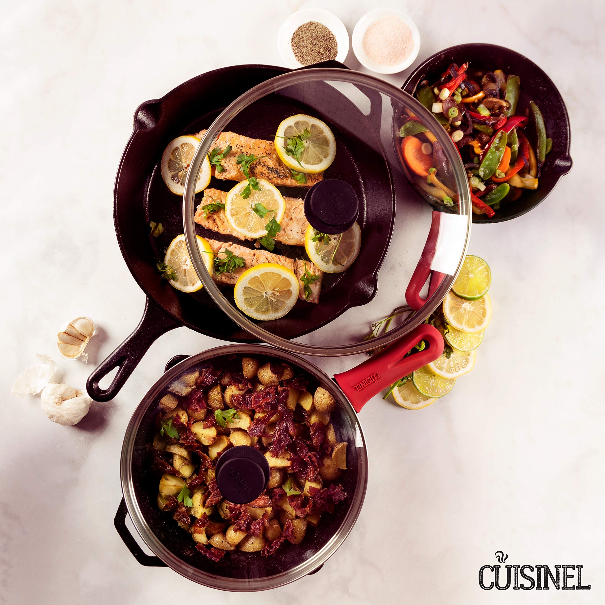 Cuisinel Cast Iron Skillet - Preseasoned Cookware - Indoor/Outdoor Camping Accessories - Omelettes, Eggs, Chef's Frying Pan