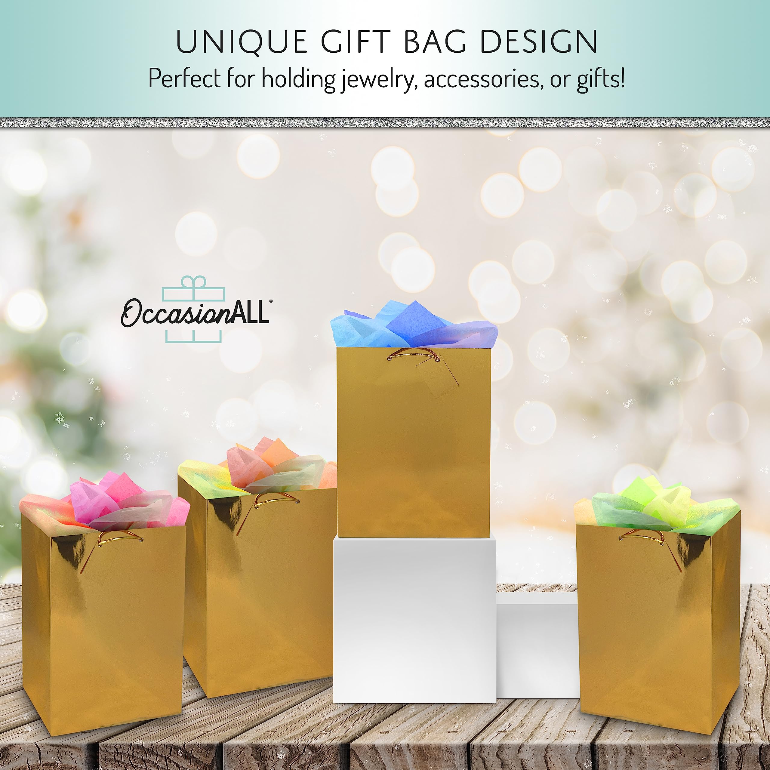 OccasionALL Assorted Color Foil Gift Bags  - Acceptable