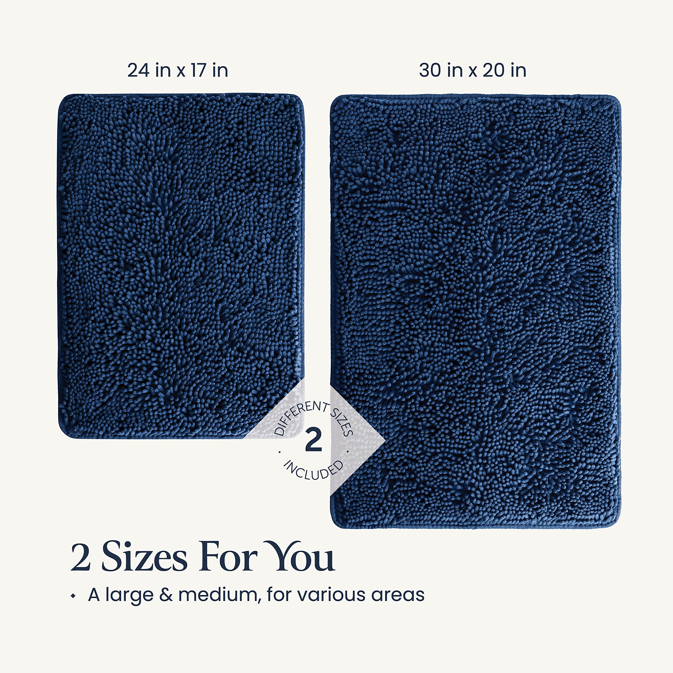 BELADOR Bathroom Rugs Sets 2 Piece- Plush Bath Mat Set Quick-Dry Soft Chenille Bathroom Mat with Rubber Backing, Absorbant Bathroom Rug Set, Washable Bath Rugs for Bathroom- Bath Mats 24x17 + 30x20  - Acceptable