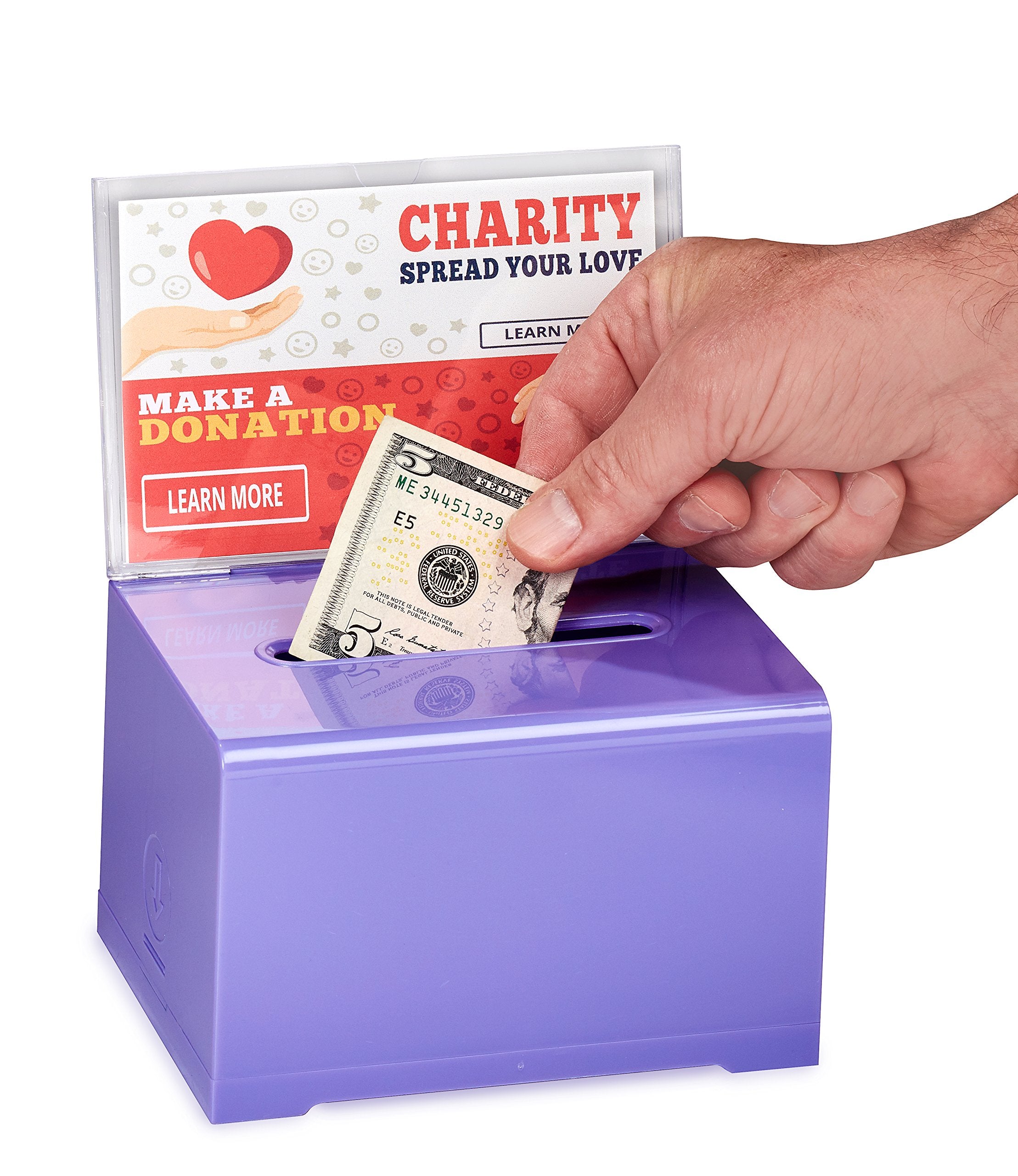 Adir Donation Box with Lock � Acrylic Suggestion Box with Slot, Ballot Lock Box with Sign Holder for Raffle, Tip Jar, Voting, Comments - Cash Donation Boxes for Fundraising (6.25x4.5x 4 Inches)  - Like New