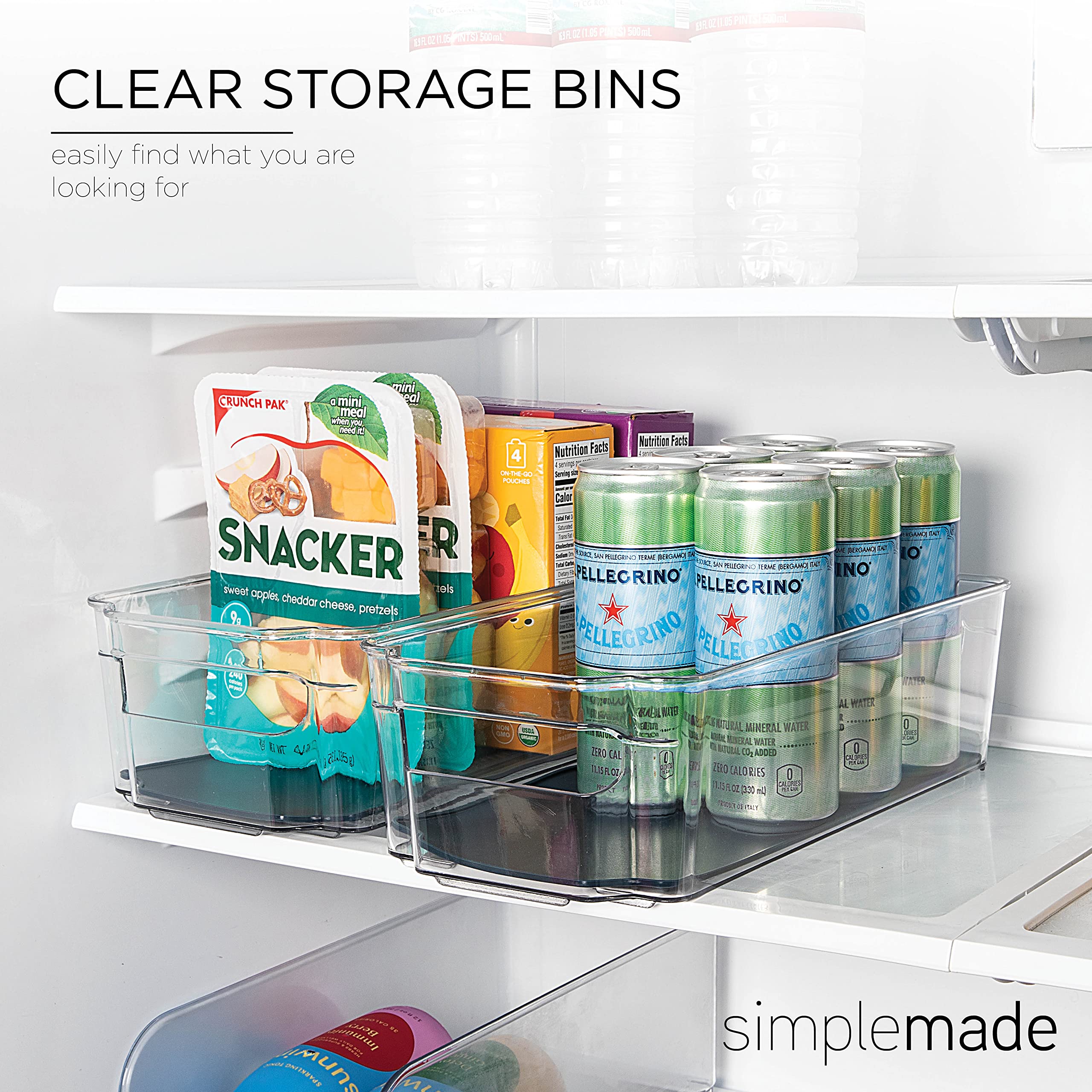 SIMPLEMADE Clear Refrigerator Organizer Bins - Clear Bins for Fridge, Containers for Fridge and Freezer, Multipurpose Storage for Kitchen, Office, Bathroom  - Like New