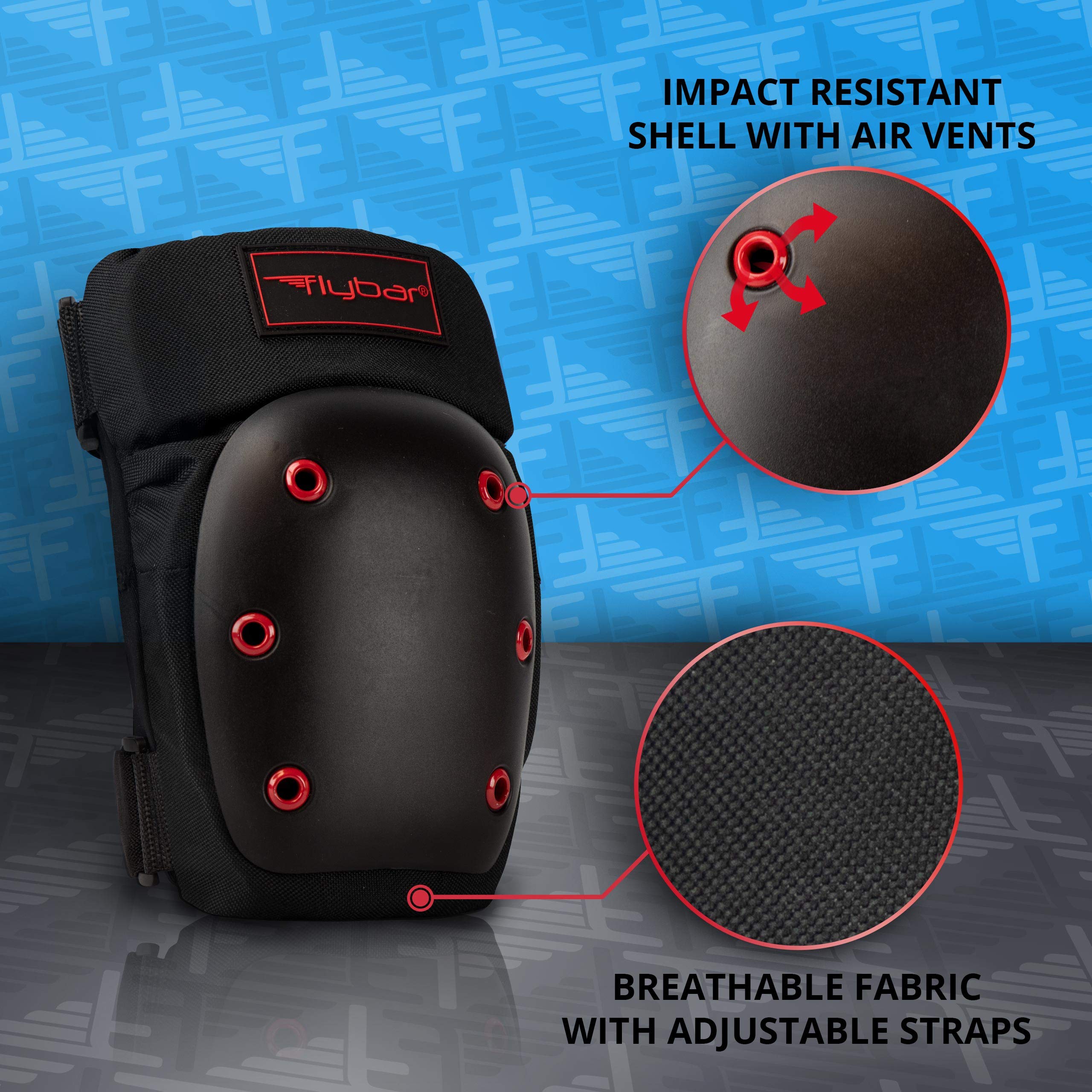 Flybar Knee and Elbow Pads, Wrist Guards Protective Safety Gear Set - Multi Sport Protection For Skateboarding, BMX, Pogoing, Inline Skating, Scooter - Kids, Teen & Adult Sizes (Black, X-Small)  - Like New