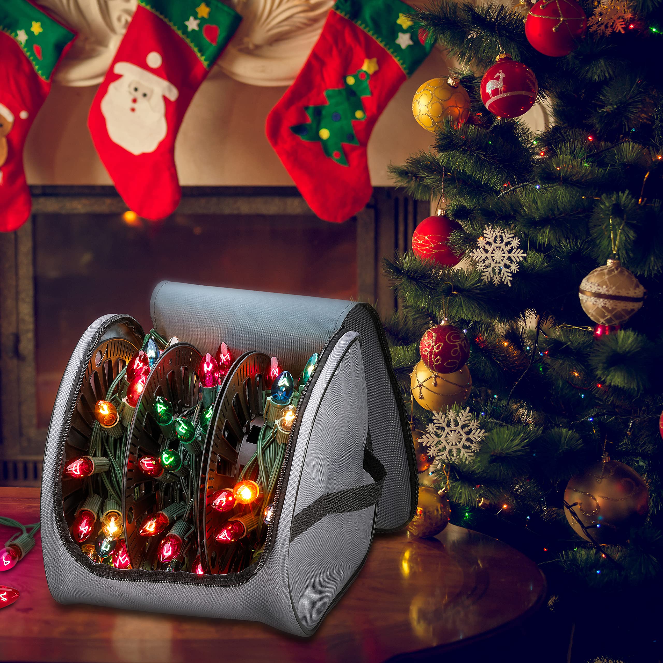 Premium Christmas Light Storage Bag – Heavy Duty Tear Proof 600D/Insid