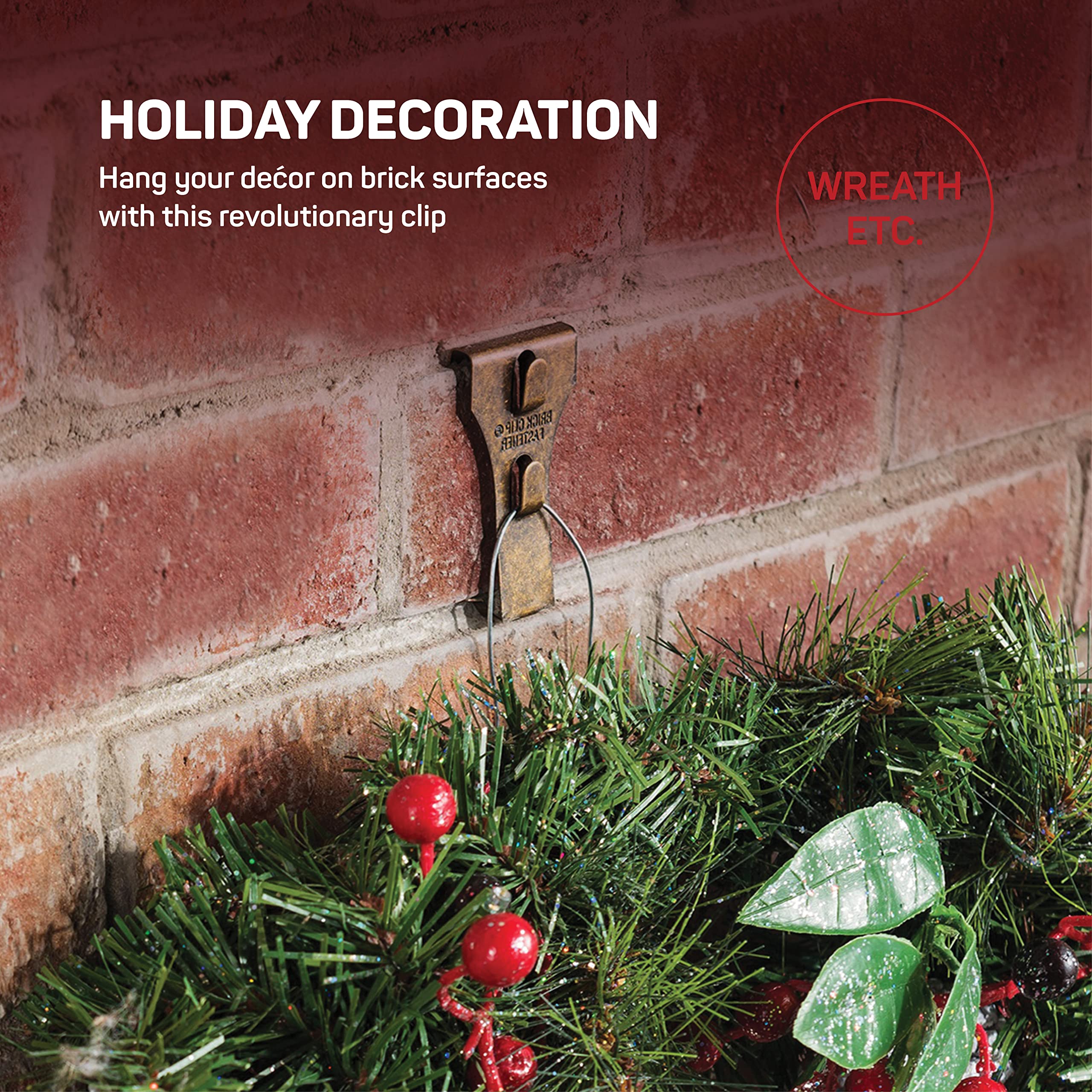 brick c lips Clips,16Pc Clips for Hanging Outdoors Hooks Hangers Wall Picture Mount on No Drill these metal clips are constructed from quality steel and securely grip onto bricks with recessed mortar joints ADD-ON: Set of 2 Brick-Clips