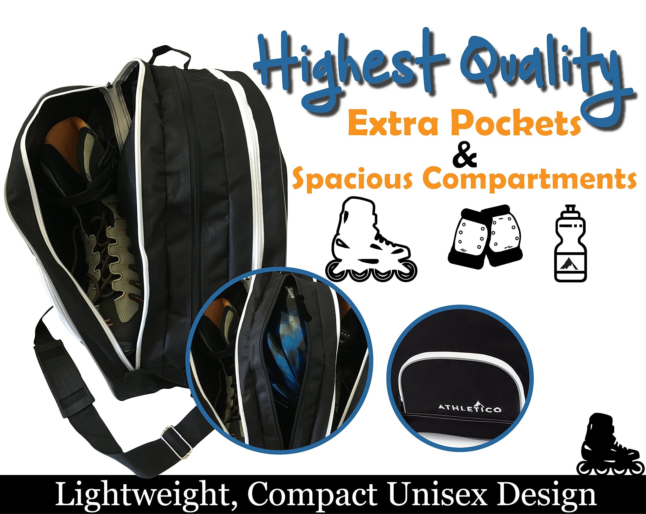 Athletico Ice & Inline Skate Bag - Premium Bag to Carry Ice Skates, Roller Skates, Inline Skates for Both Kids and Adults  - Acceptable